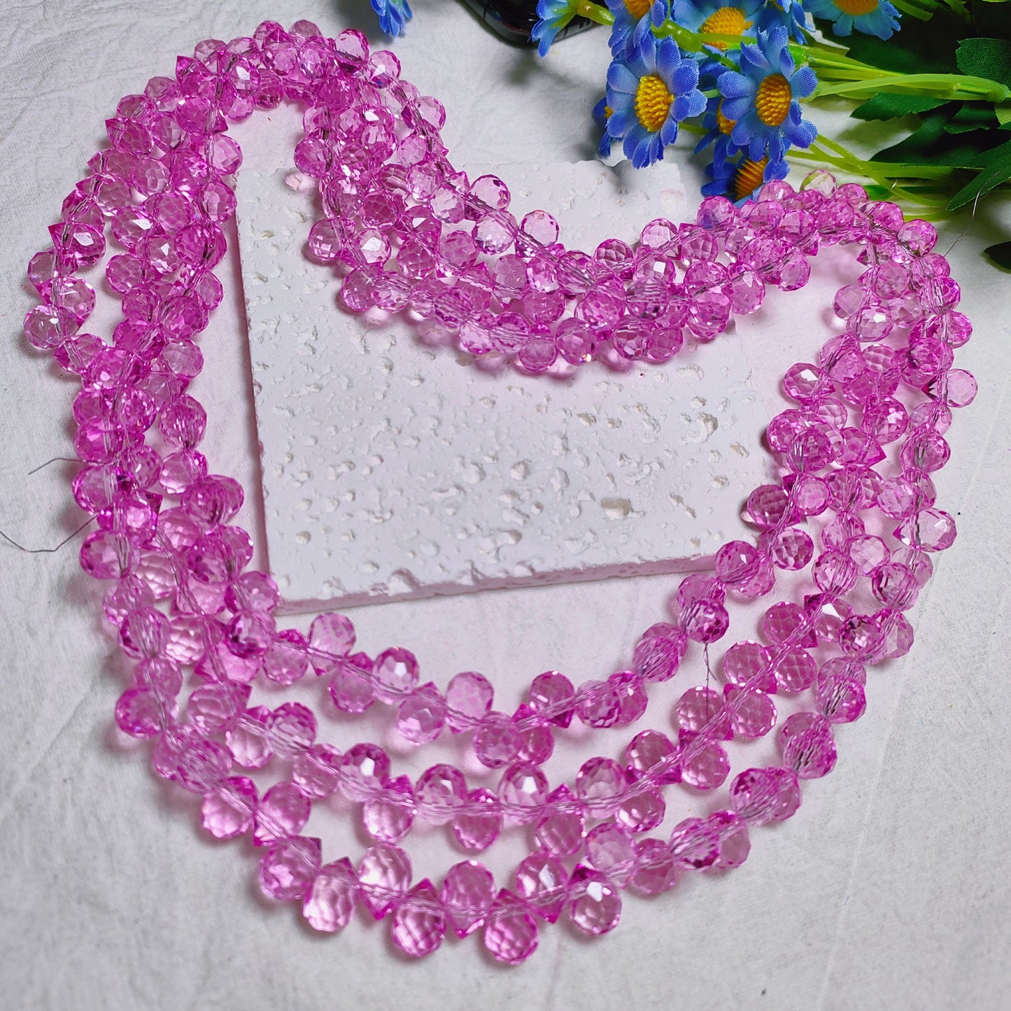 8mm horizontal hole faceted K9 crystal glass strawberry water drop beads 94pcs per strand for DIY bracelet&keychain&car hangers ect accessories material