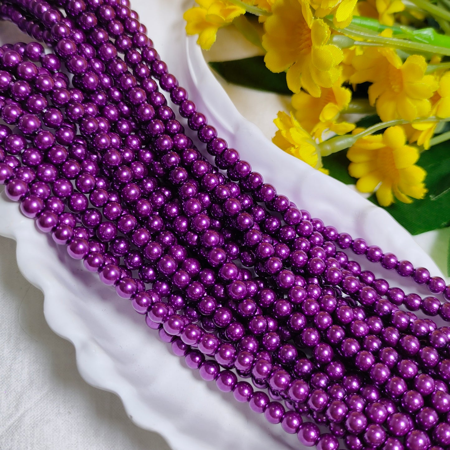 4mm artificial pressed shell pearls for DIY bracelet&necklace&sun cathers&car hangers&keychain etc