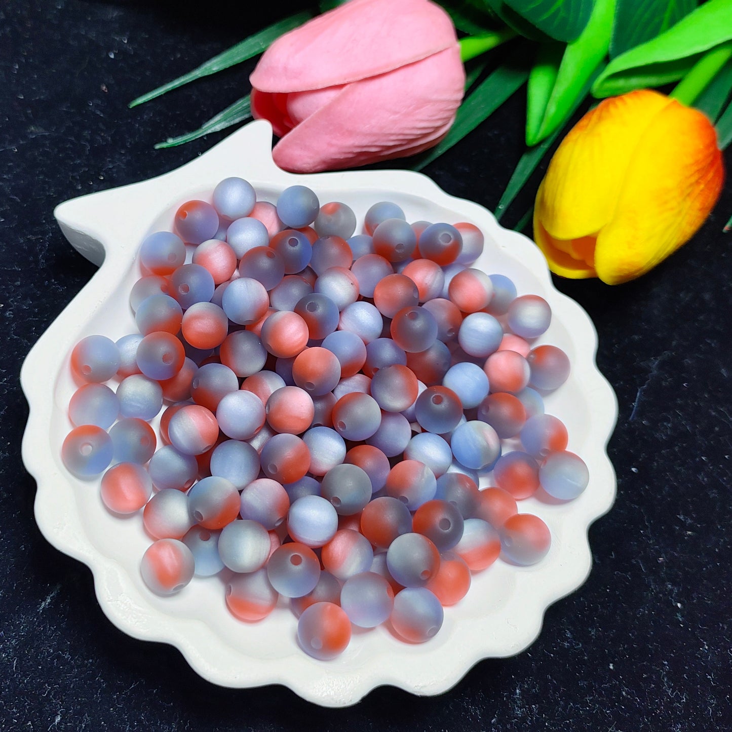 8mm&1omm tricolor brushed matt frostedcats eye round resin beads 50pcs per bag for DIYbraclet&keychain&car hanger material