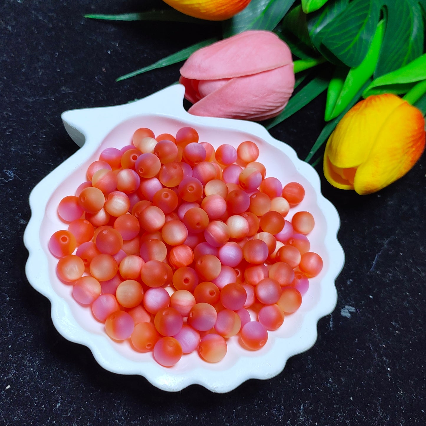 8mm&1omm tricolor brushed matt frostedcats eye round resin beads 50pcs per bag for DIYbraclet&keychain&car hanger material