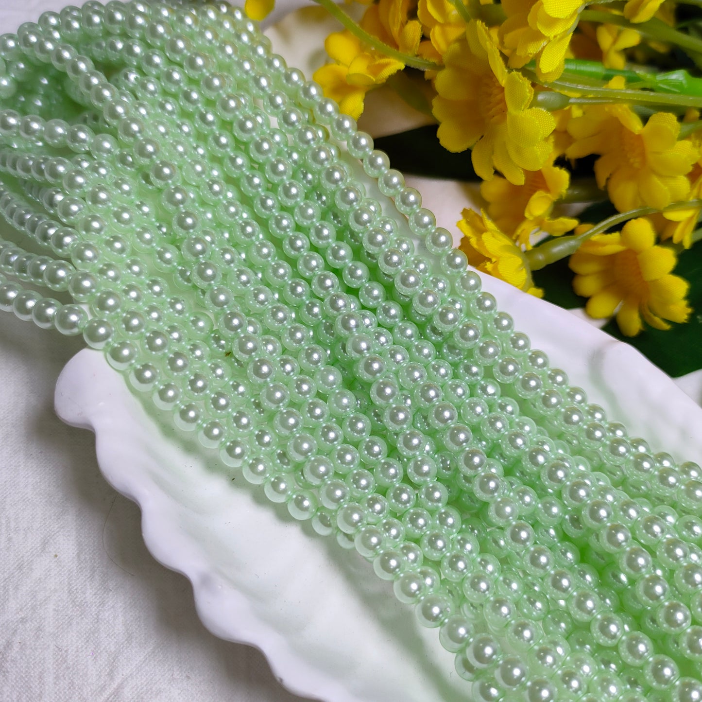4mm artificial pressed shell pearls for DIY bracelet&necklace&sun cathers&car hangers&keychain etc
