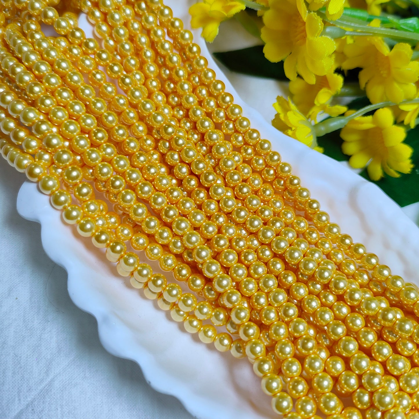 4mm artificial pressed shell pearls for DIY bracelet&necklace&sun cathers&car hangers&keychain etc