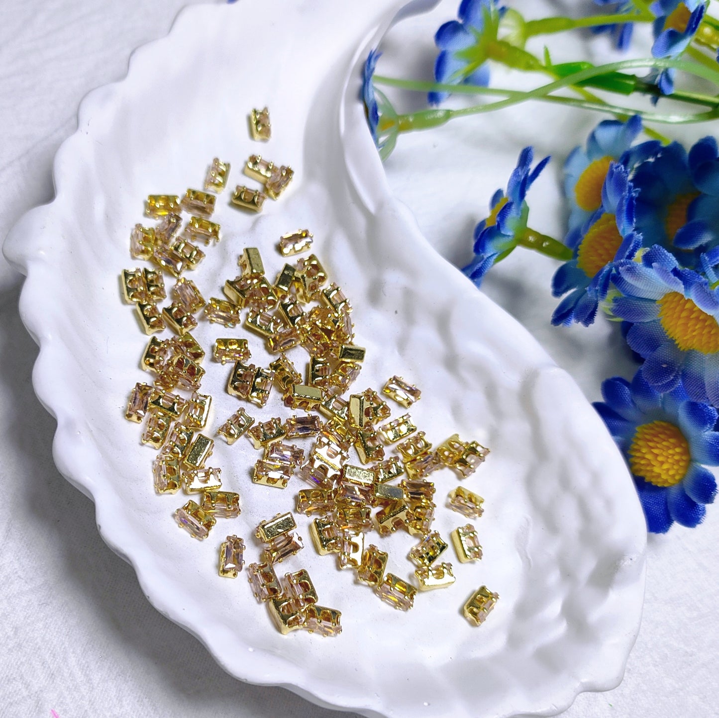 2.5x5mm rectangle zircon rhinestones with golden and silver base for DIY bracelet & necklace