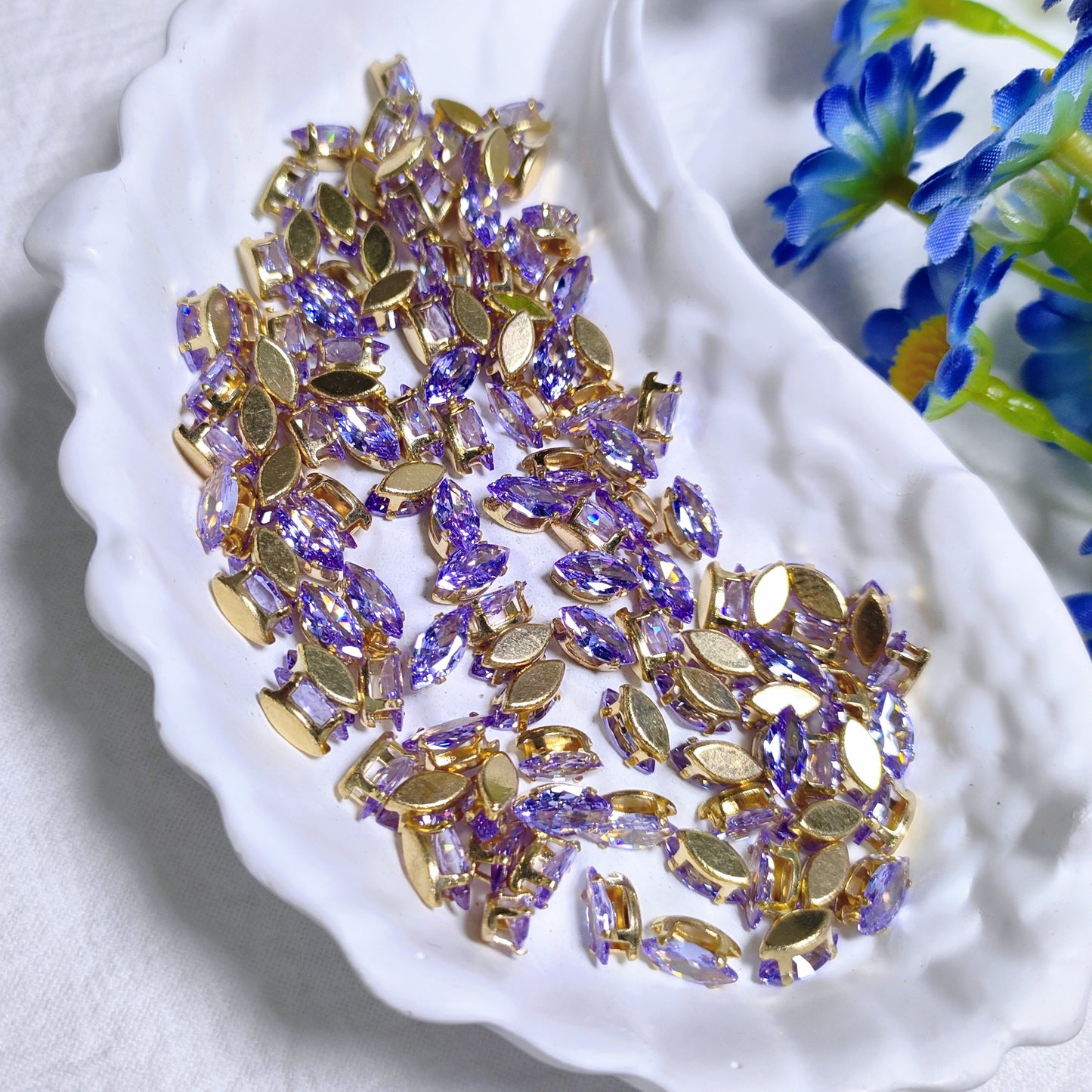 4x8mm horse eye zircon rhinestones with golden and silver base for DIY bracelet & necklace