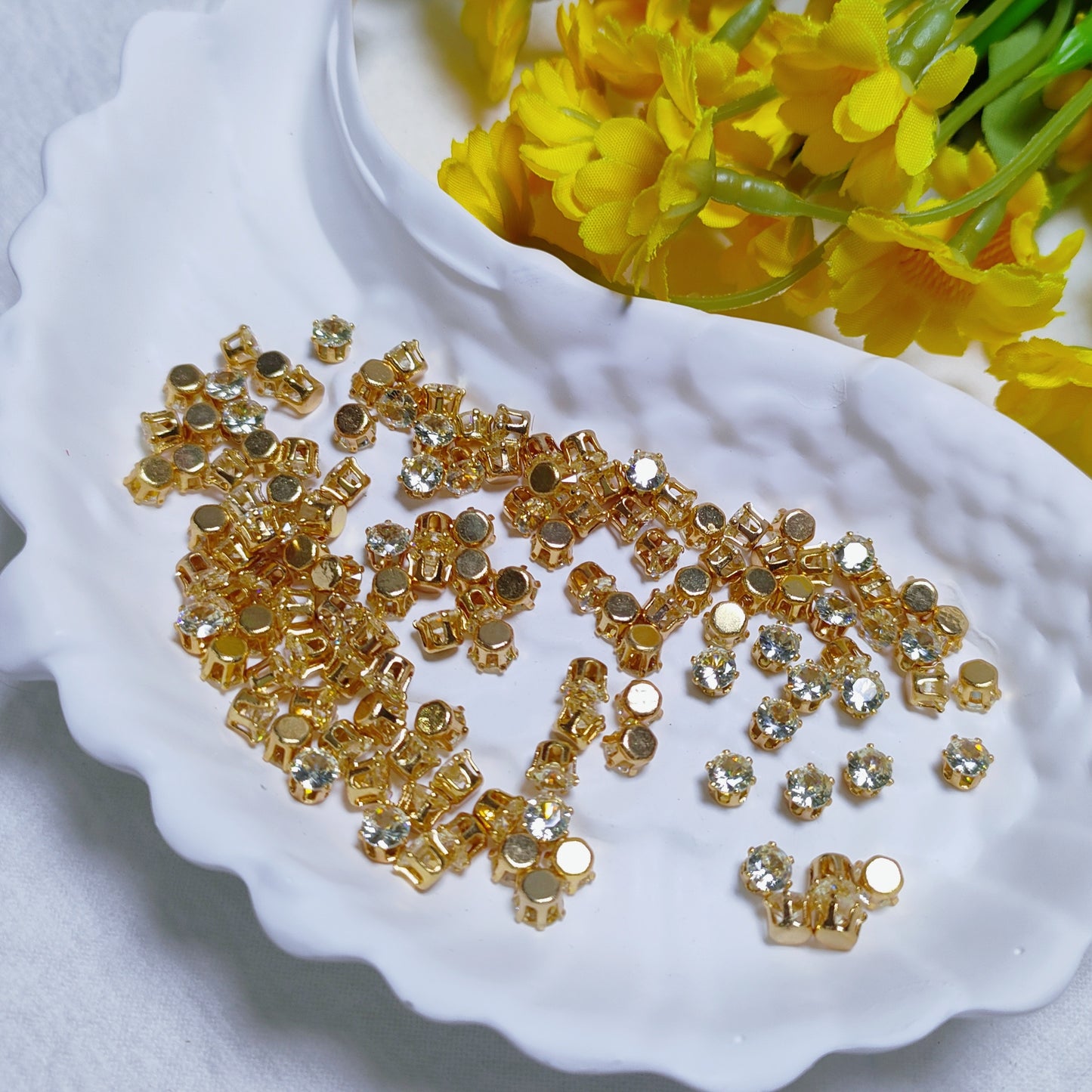 3mm round zircon rhinestones with golden and silver base for DIY bracelet & necklace
