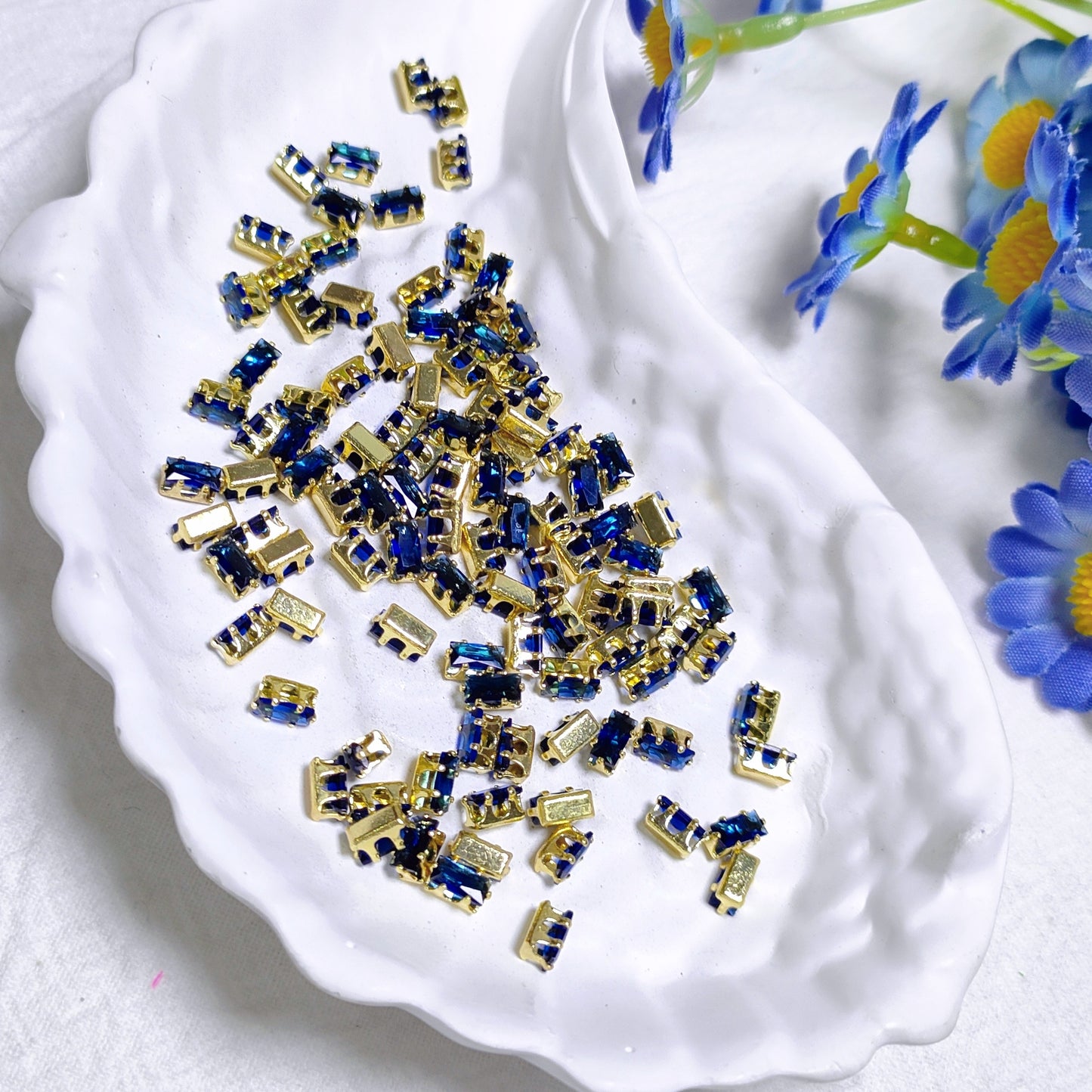 2.5x5mm rectangle zircon rhinestones with golden and silver base for DIY bracelet & necklace