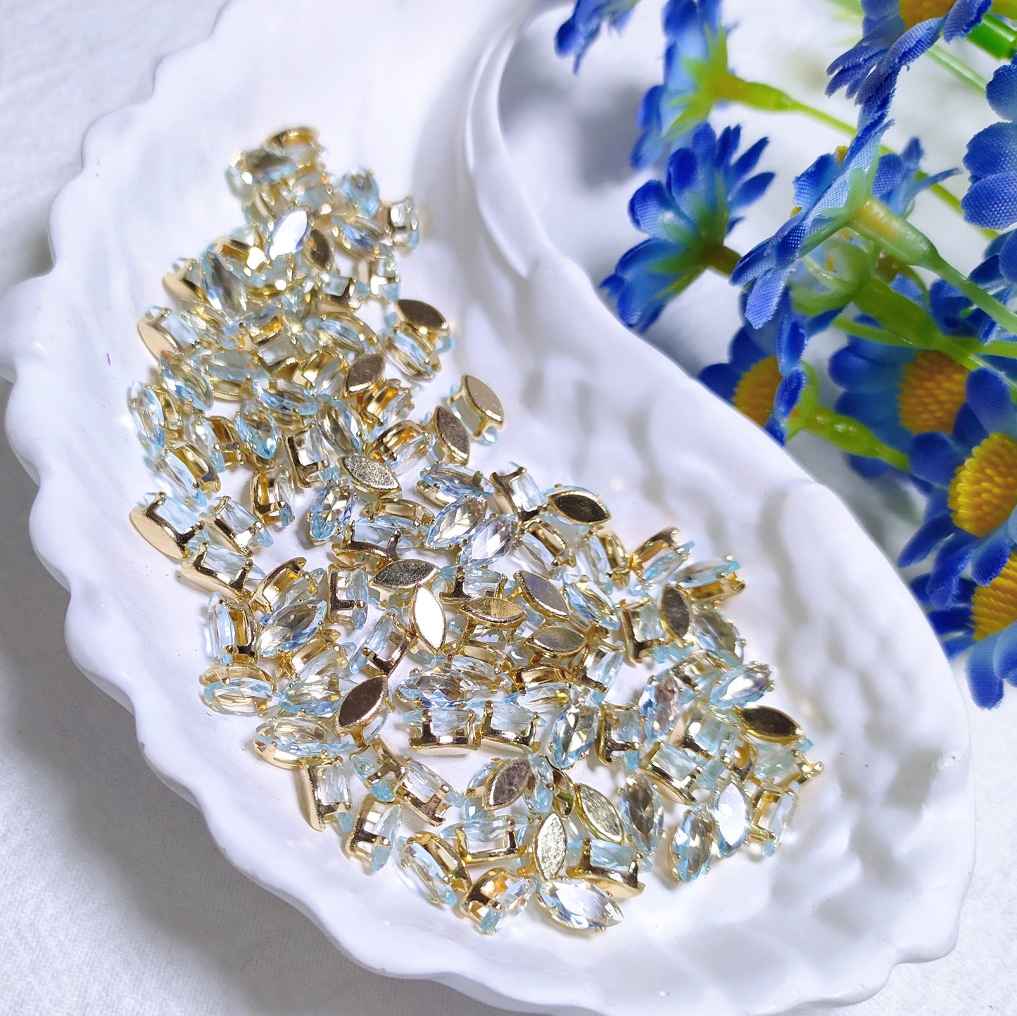 4x8mm horse eye zircon rhinestones with golden and silver base for DIY bracelet & necklace
