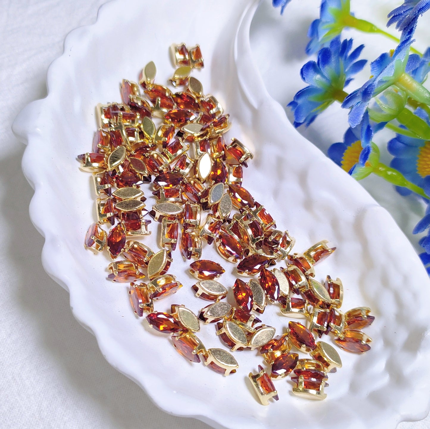 3x6mm horse eye zircon rhinestones with golden and silver base for DIY bracelet & necklace
