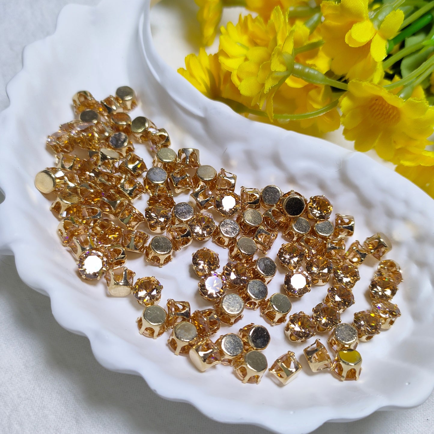 6mm round zircon rhinestones with golden and silver base for DIY bracelet & necklace