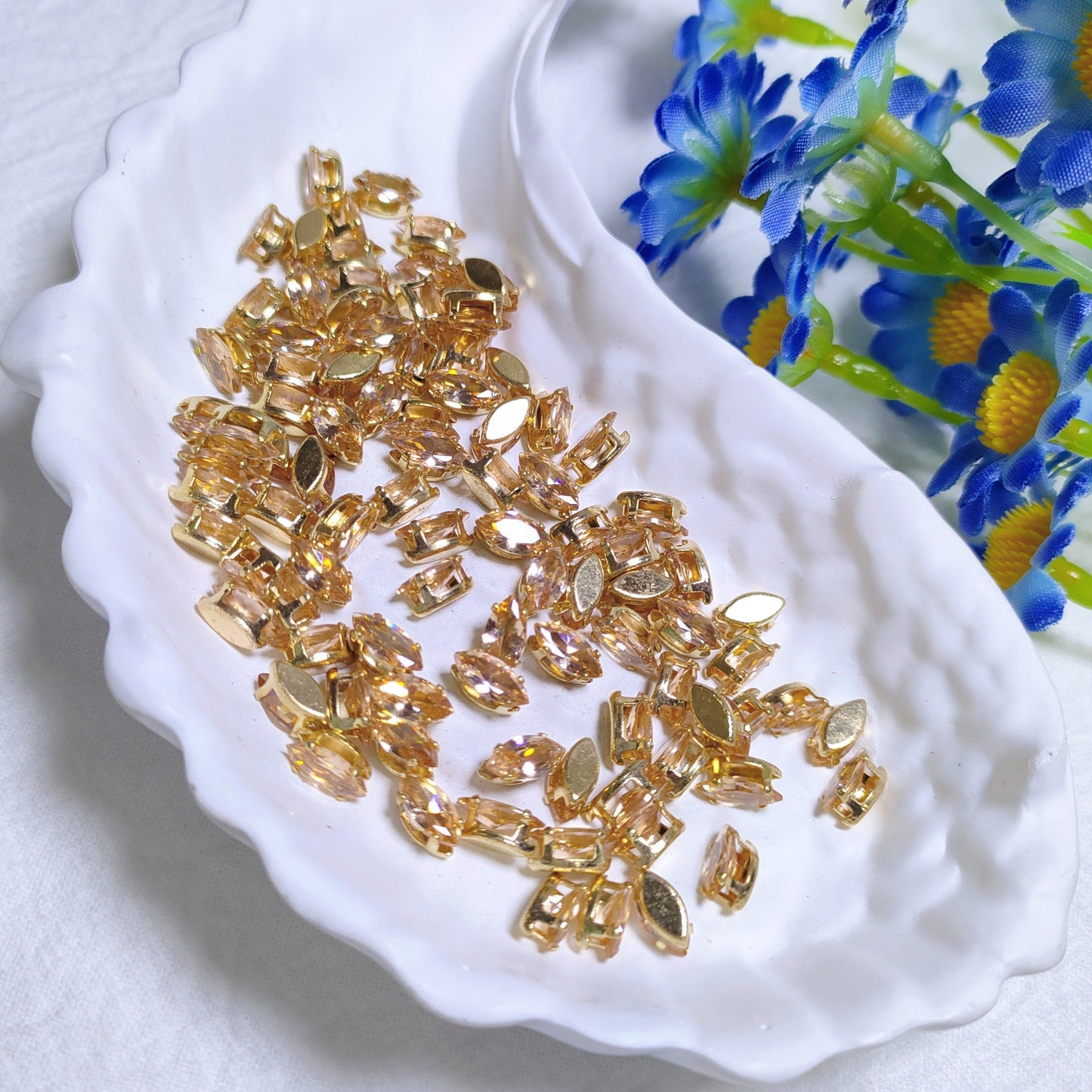 4x8mm horse eye zircon rhinestones with golden and silver base for DIY bracelet & necklace