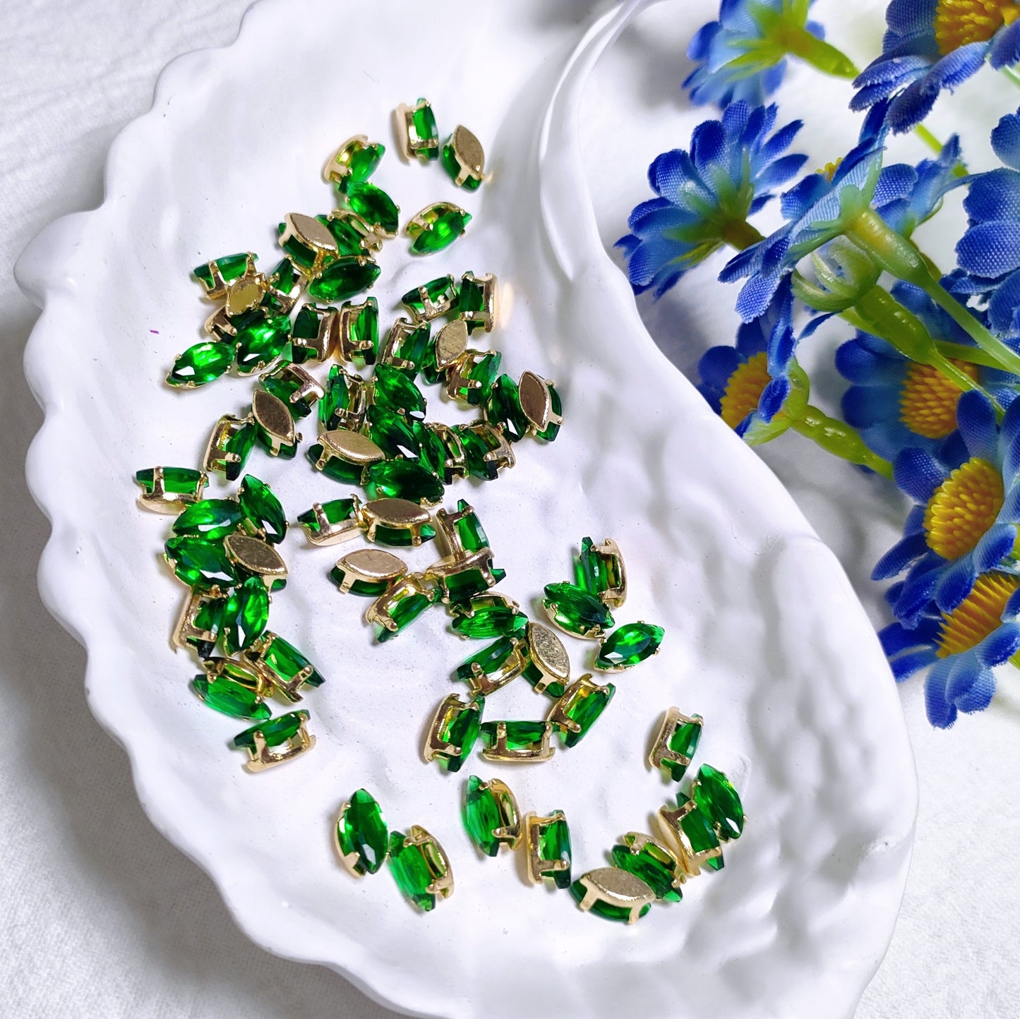 4x8mm horse eye zircon rhinestones with golden and silver base for DIY bracelet & necklace