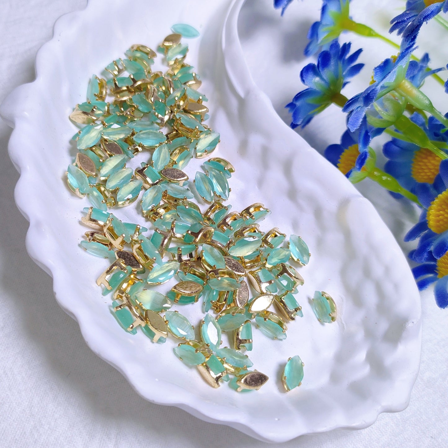4x8mm horse eye zircon rhinestones with golden and silver base for DIY bracelet & necklace