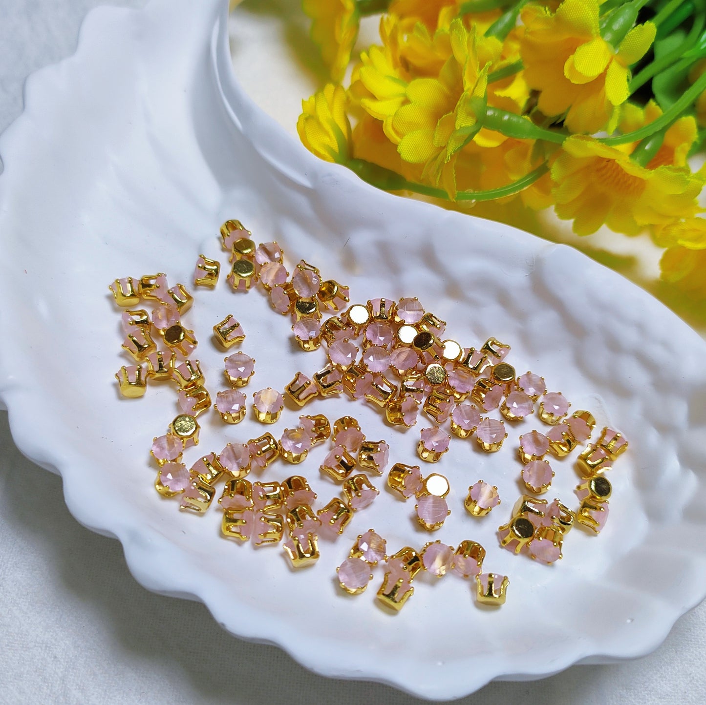 4mm round zircon rhinestones with golden and silver base for DIY bracelet & necklace