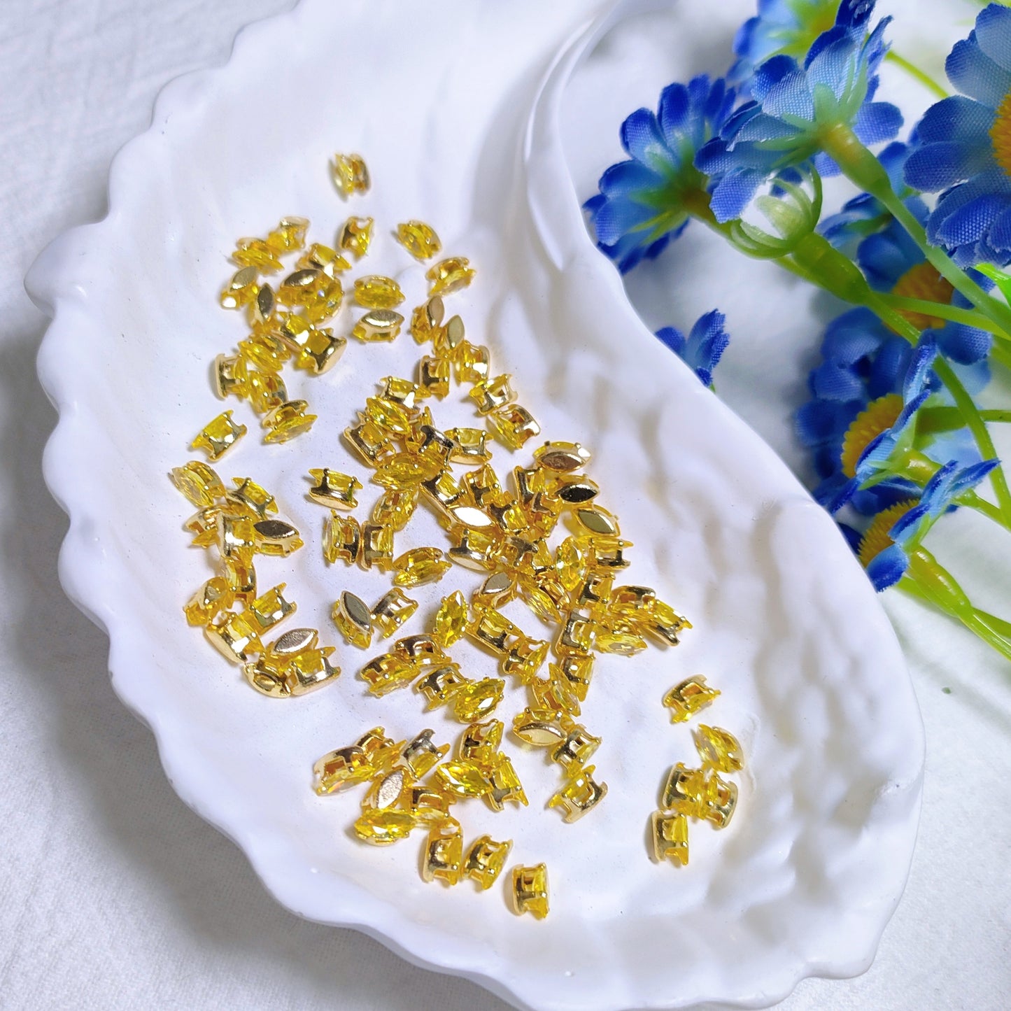 3x6mm horse eye zircon rhinestones with golden and silver base for DIY bracelet & necklace