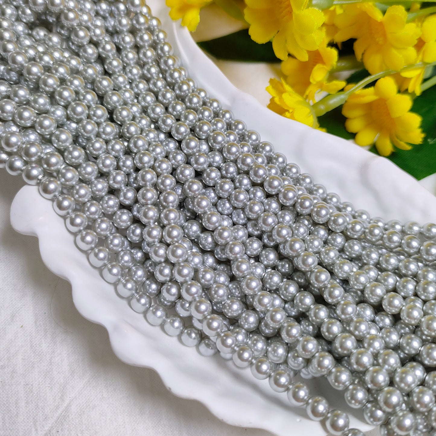 4mm artificial pressed shell pearls for DIY bracelet&necklace&sun cathers&car hangers&keychain etc
