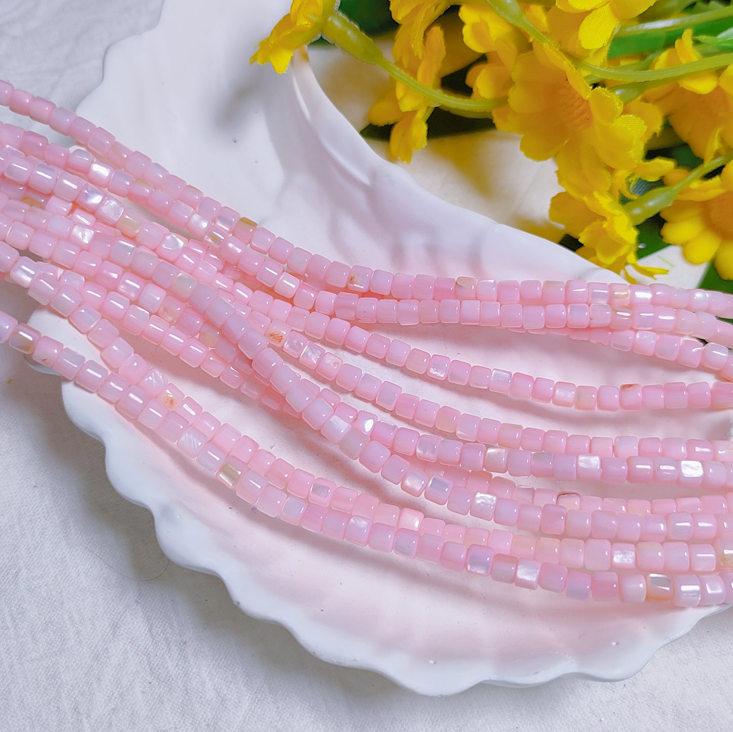 3.5mm natural fresh water pressed shell colored cylindrical beads for DIY bracelet&necklace&keychian etc