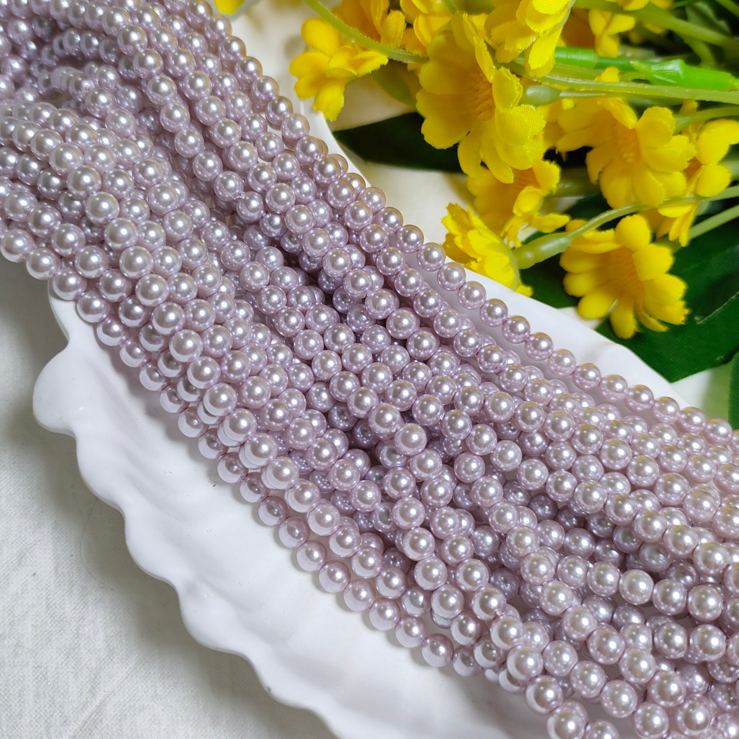 4mm artificial pressed shell pearls for DIY bracelet&necklace&sun cathers&car hangers&keychain etc