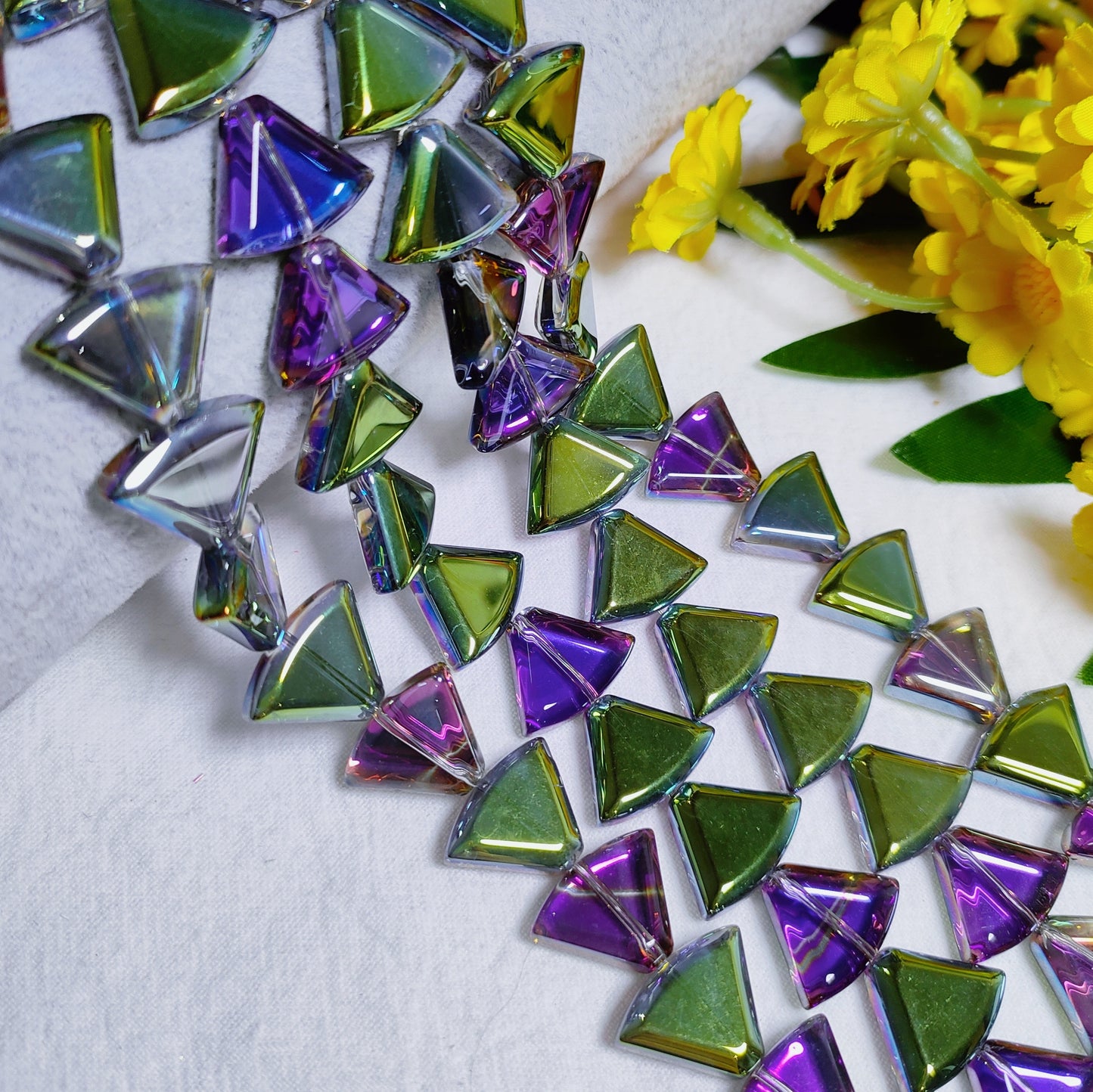 12*16mm K9 crystal glass triangular fan-shaped beads for DIY sun cathers& bracelet&necklace&keychain&car hangers etc