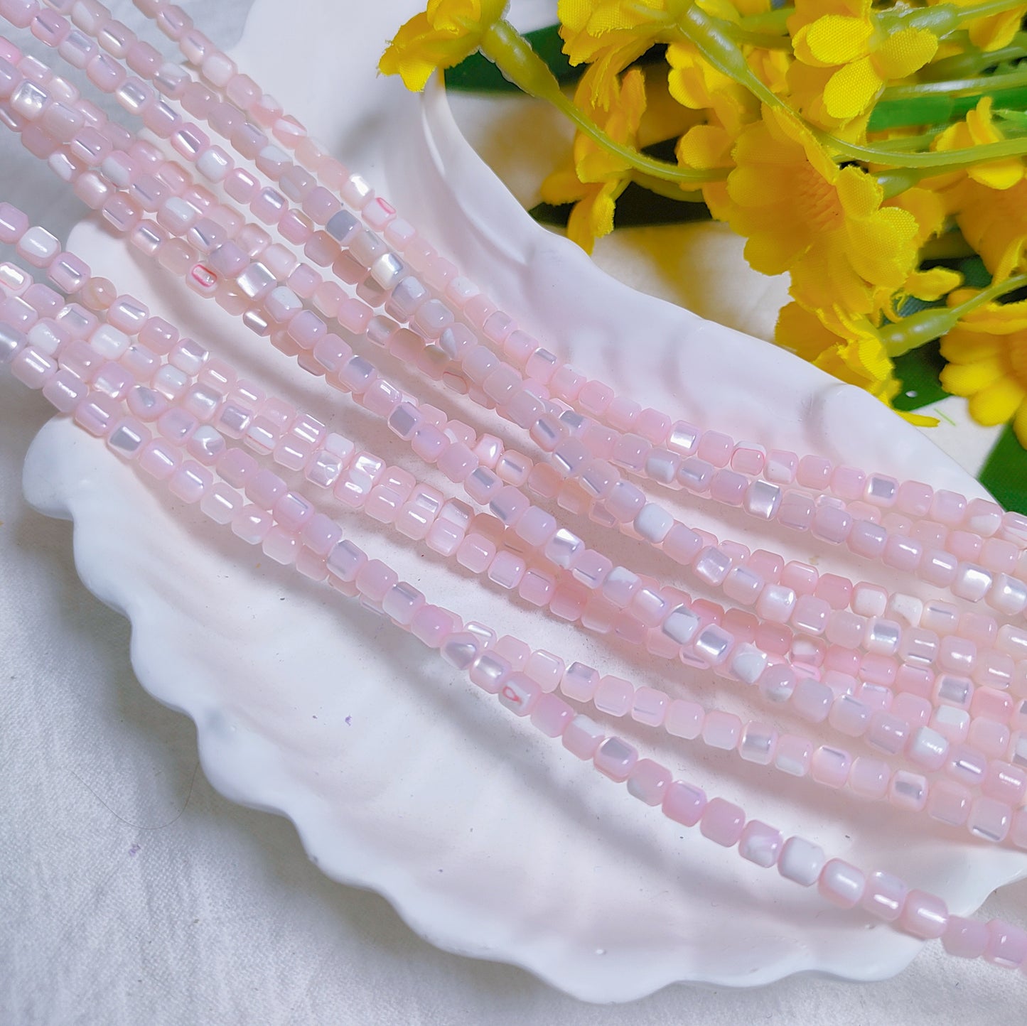 3.5mm natural fresh water pressed shell colored cylindrical beads for DIY bracelet&necklace&keychian etc