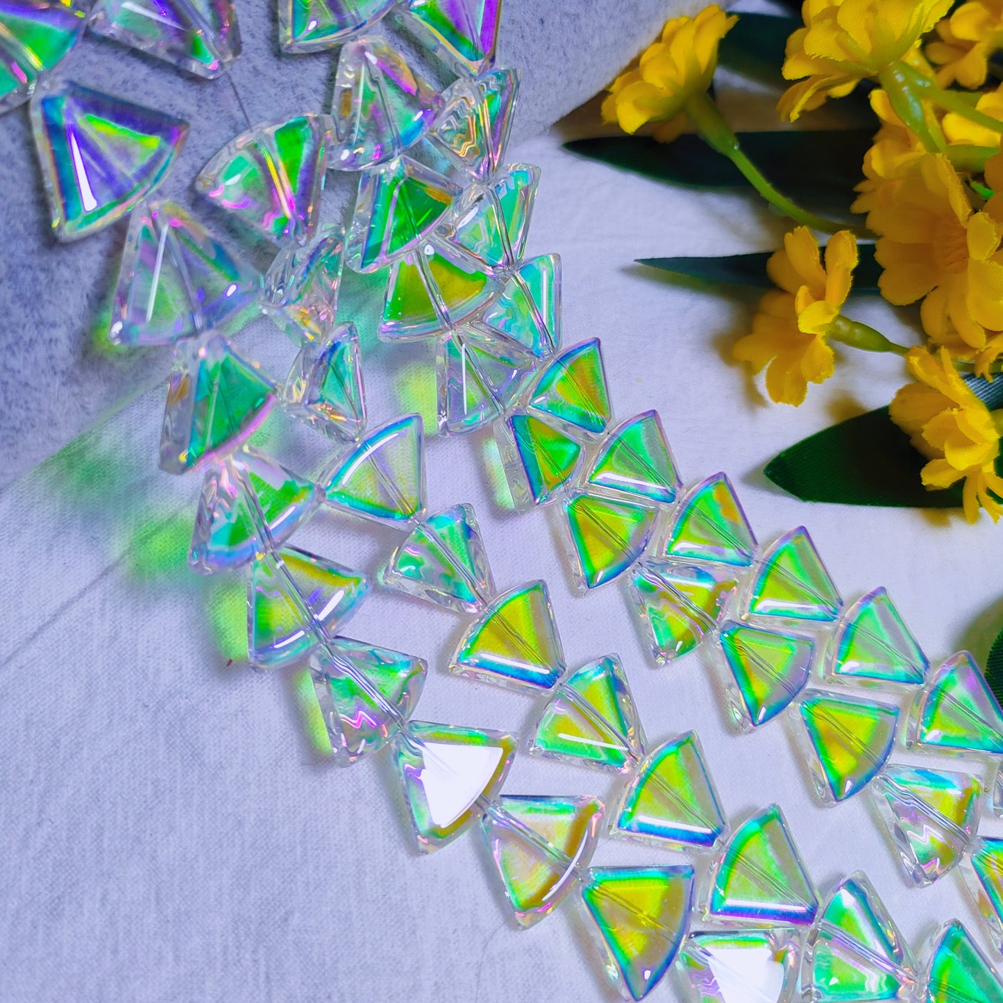 12*16mm K9 crystal glass triangular fan-shaped beads for DIY sun cathers& bracelet&necklace&keychain&car hangers etc