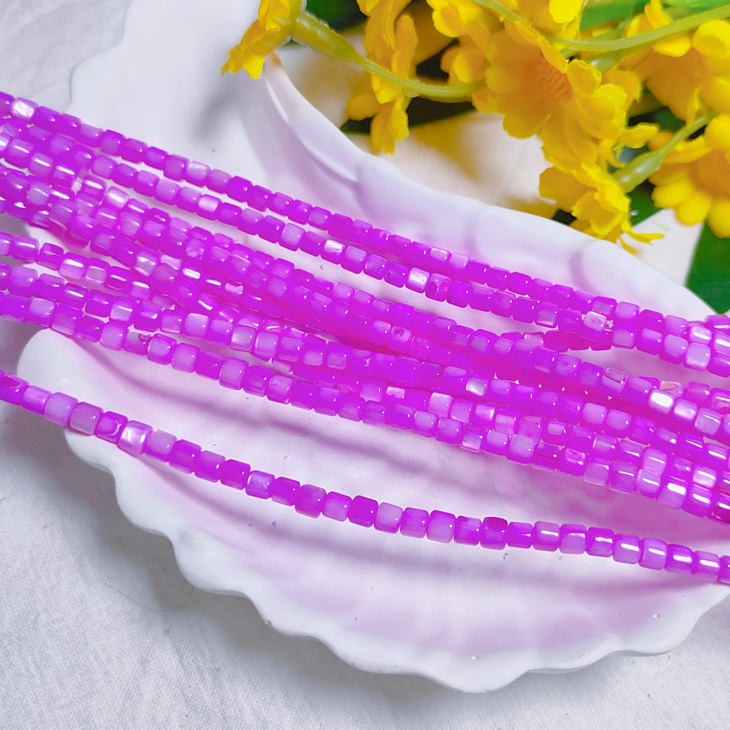 3.5mm natural fresh water pressed shell colored cylindrical beads for DIY bracelet&necklace&keychian etc