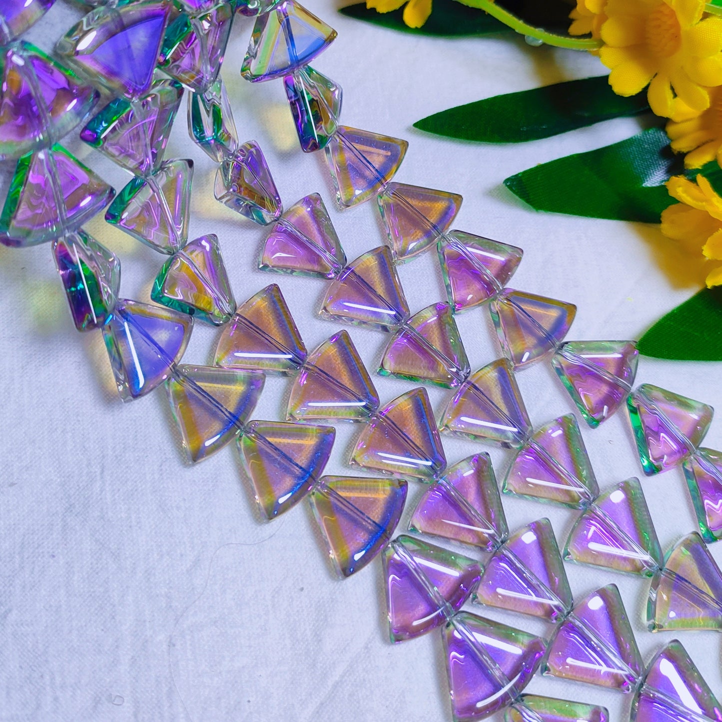 12*16mm K9 crystal glass triangular fan-shaped beads for DIY sun cathers& bracelet&necklace&keychain&car hangers etc