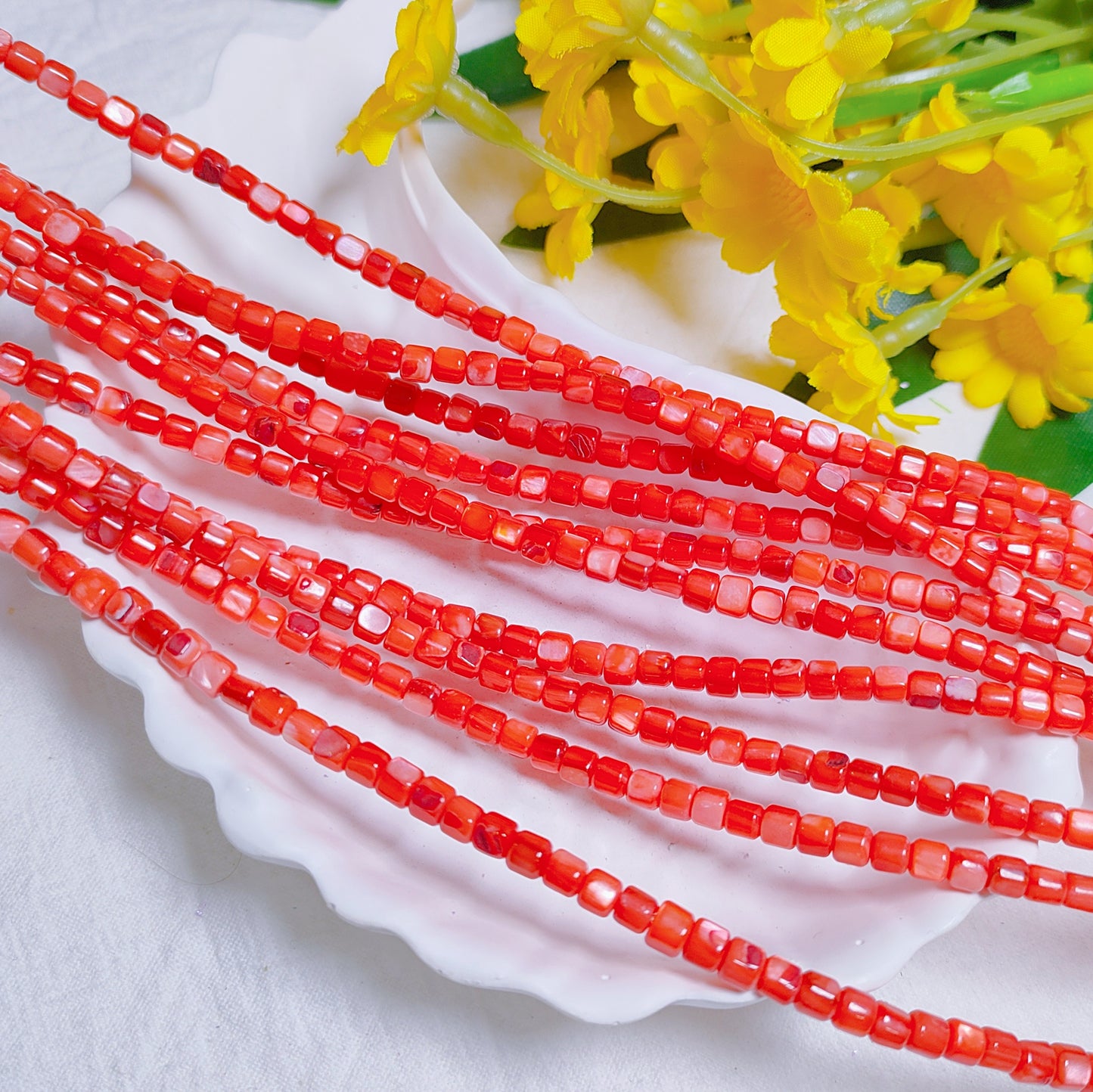 3.5mm natural fresh water pressed shell colored cylindrical beads for DIY bracelet&necklace&keychian etc