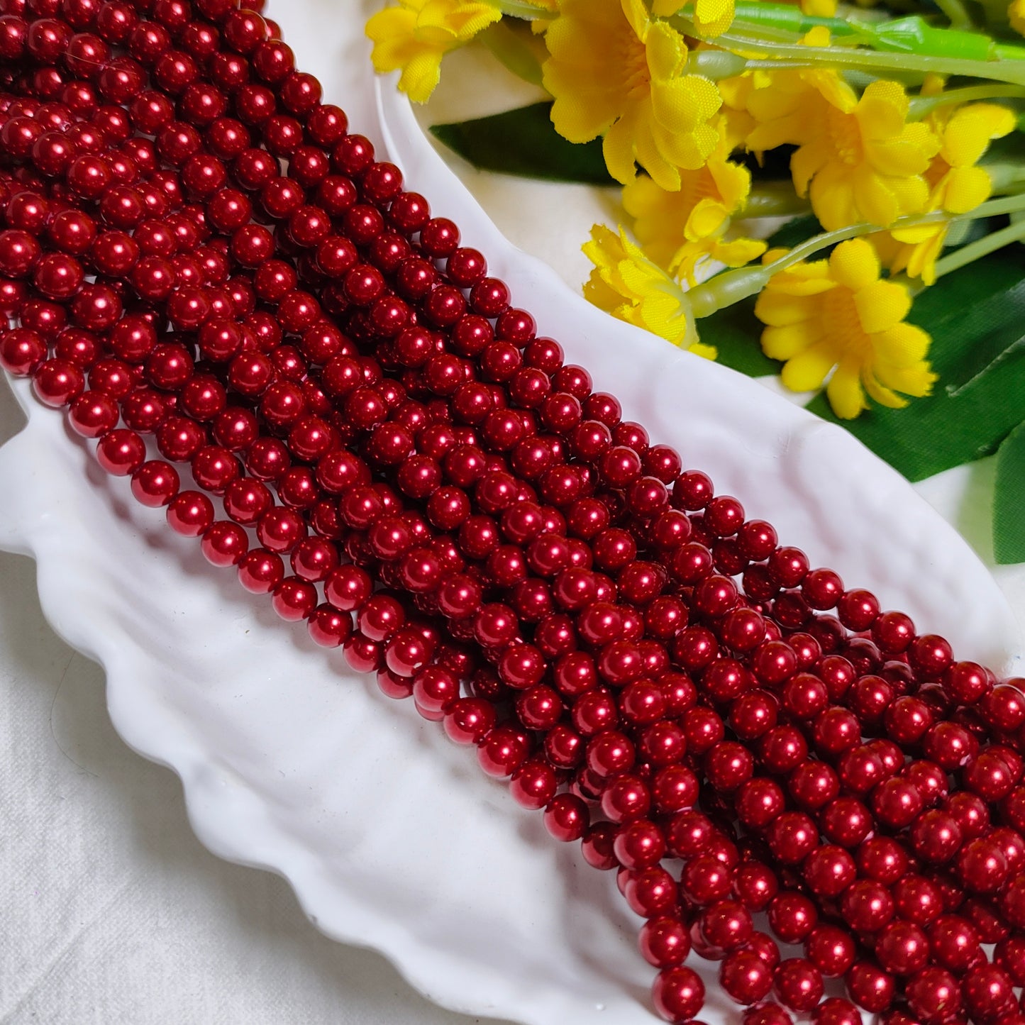 4mm artificial pressed shell pearls for DIY bracelet&necklace&sun cathers&car hangers&keychain etc