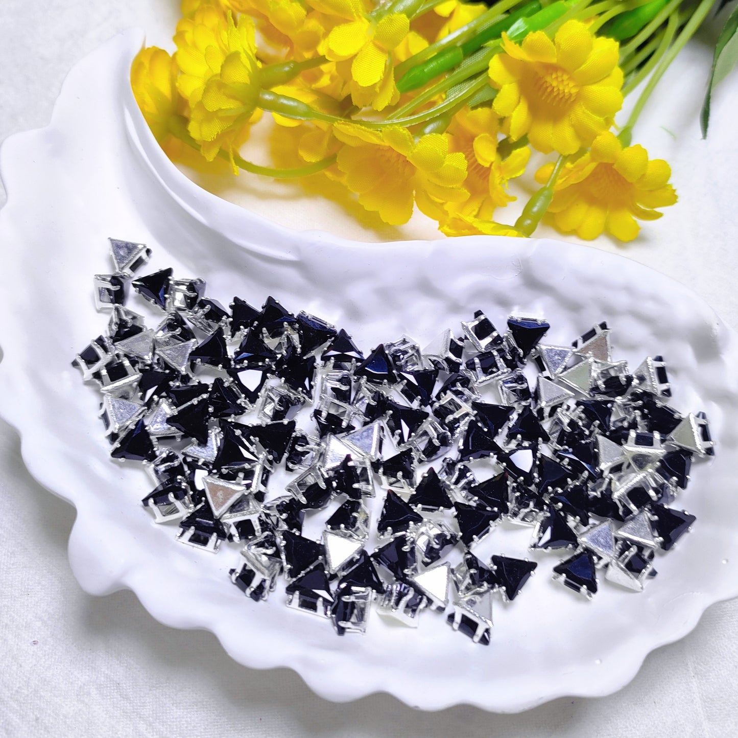4mm triangle zircon rhinestones with golden and silver base for DIY bracelet & necklace