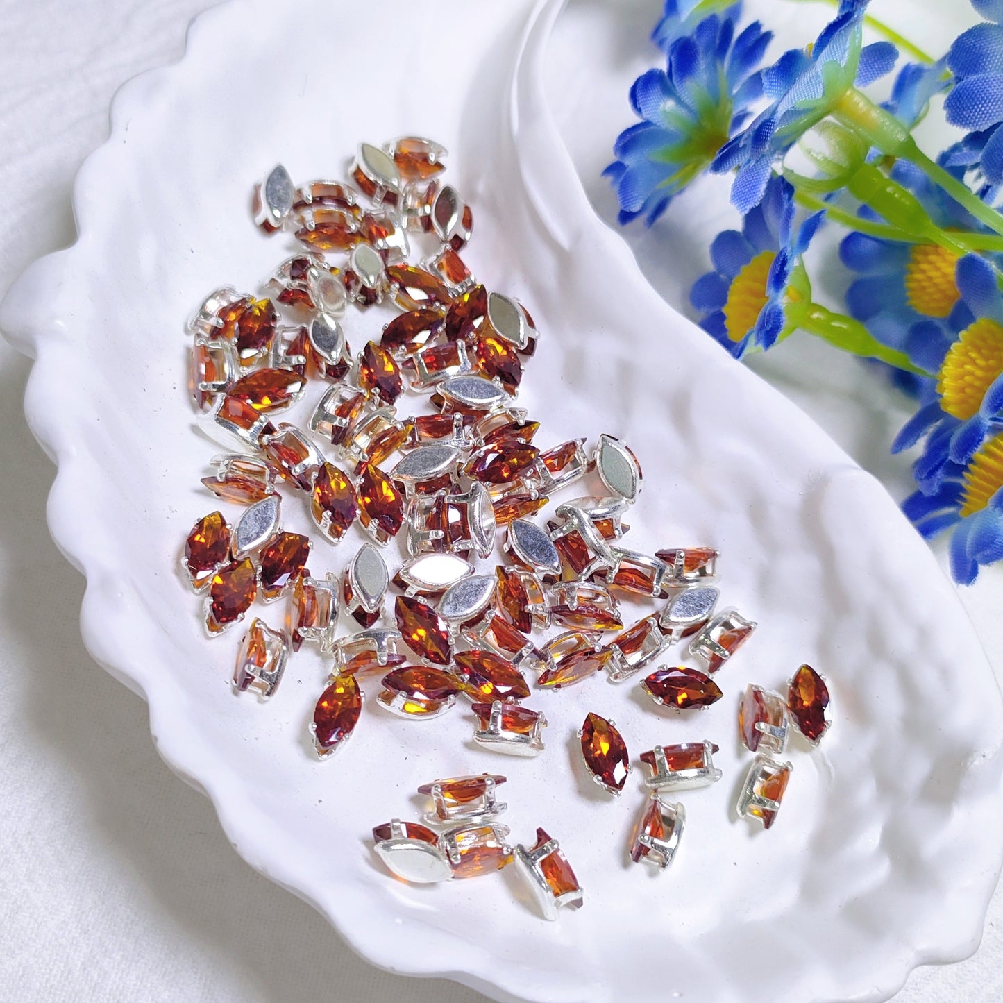 5x10mm horse eye zircon rhinestones with golden and silver base for DIY bracelet & necklace