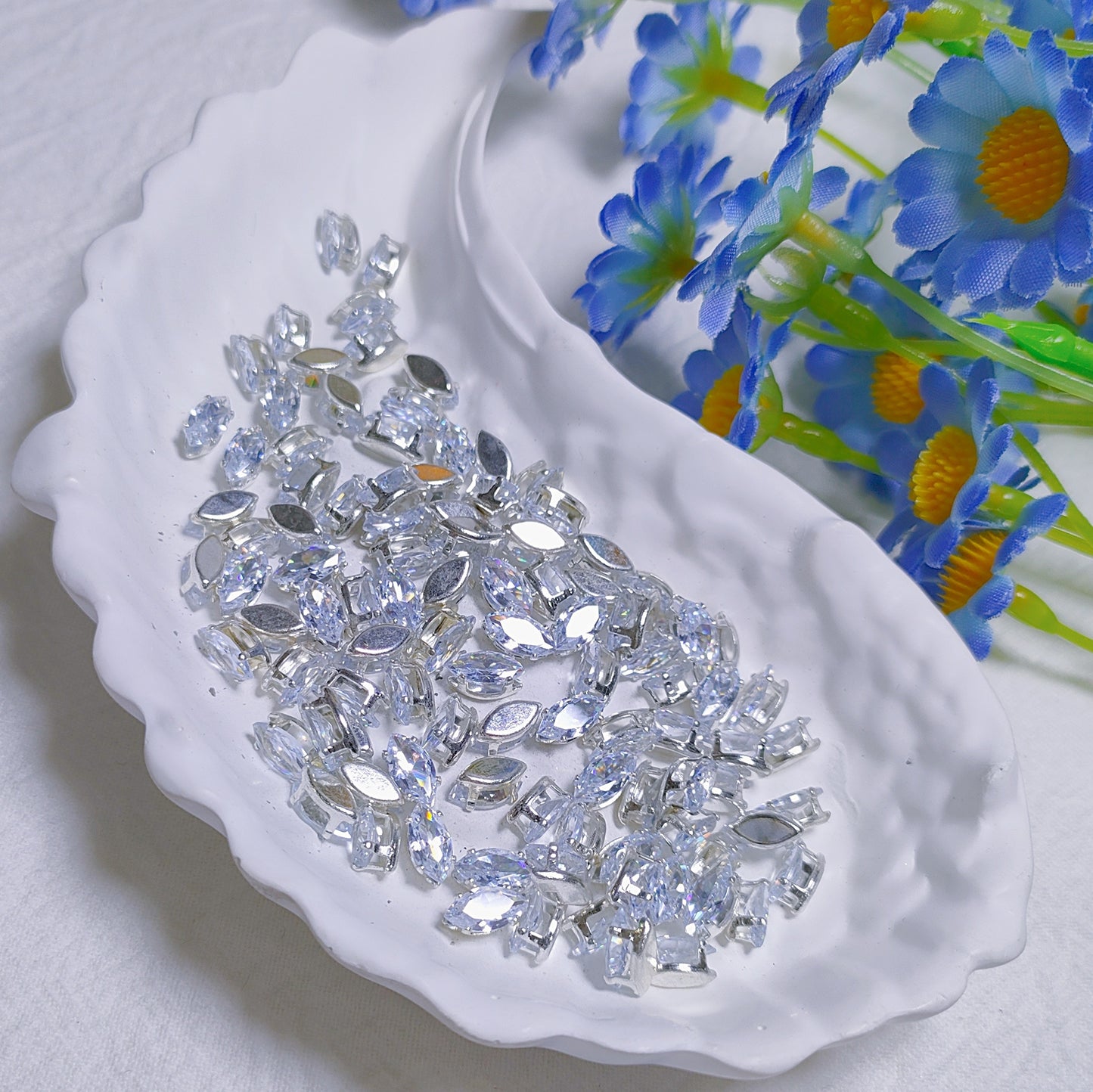 5x10mm horse eye zircon rhinestones with golden and silver base for DIY bracelet & necklace