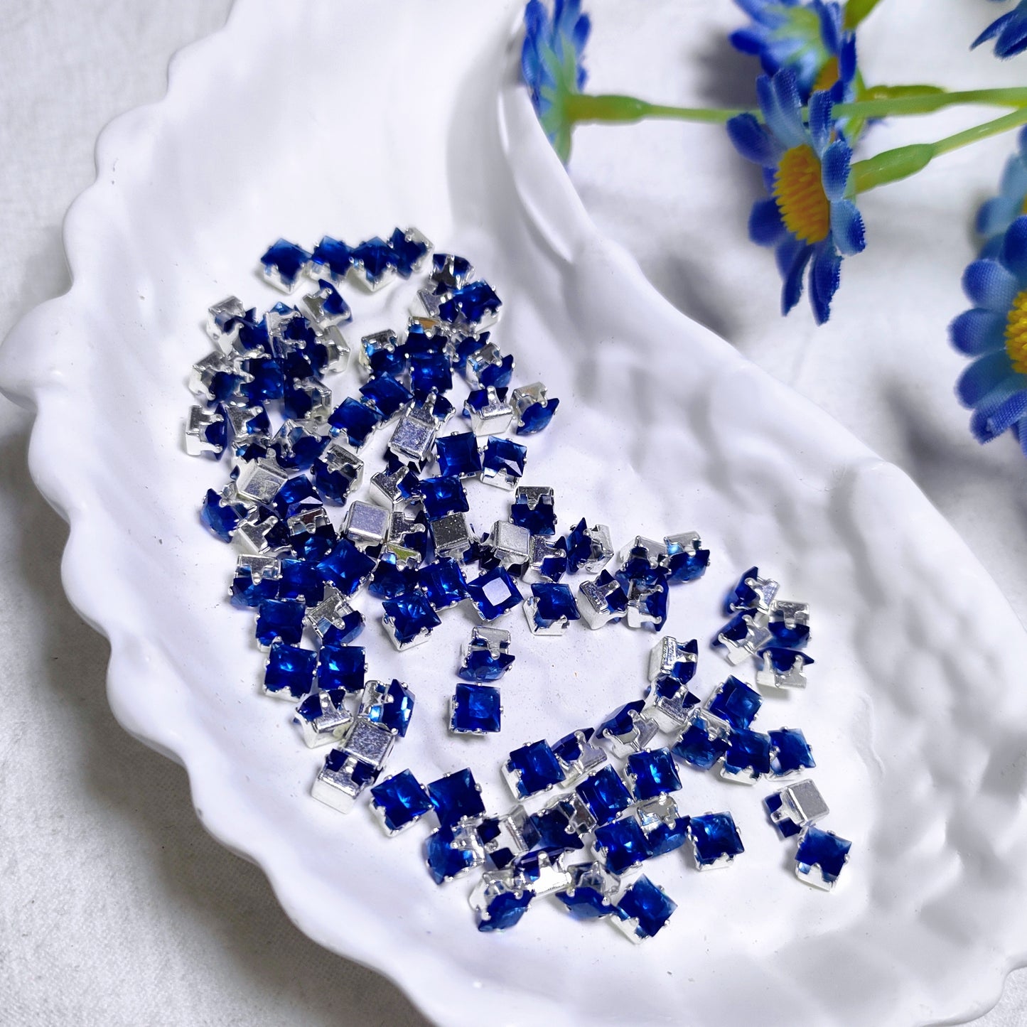 4mm square zircon rhinestones with silver base for DIY bracelet & necklace