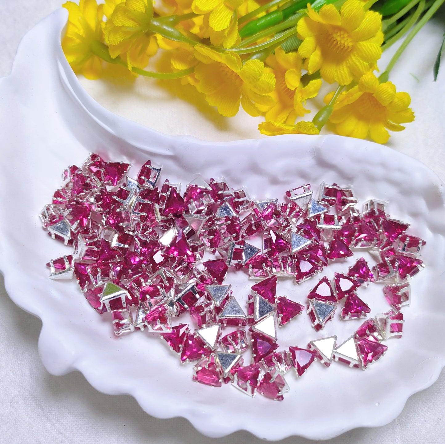 4mm triangle zircon rhinestones with golden and silver base for DIY bracelet & necklace