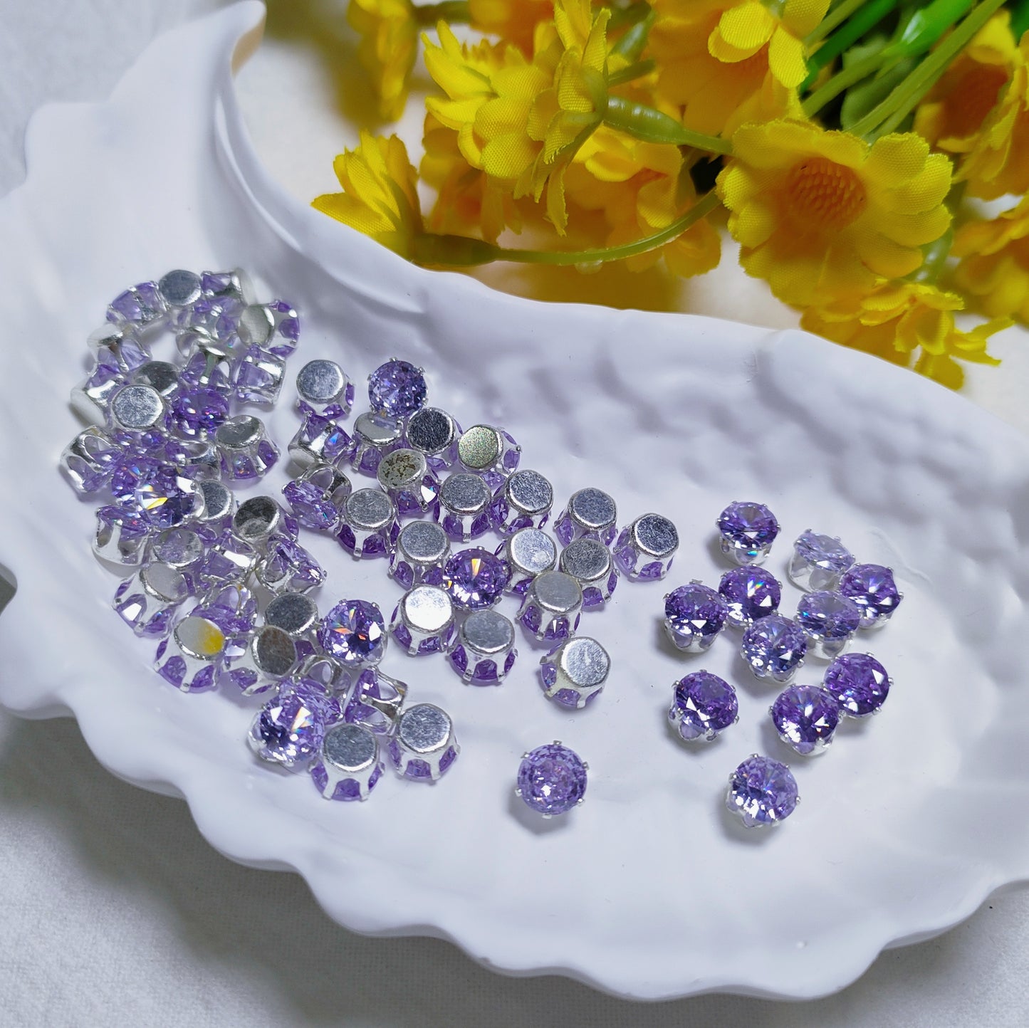 6mm round zircon rhinestones with golden and silver base for DIY bracelet & necklace