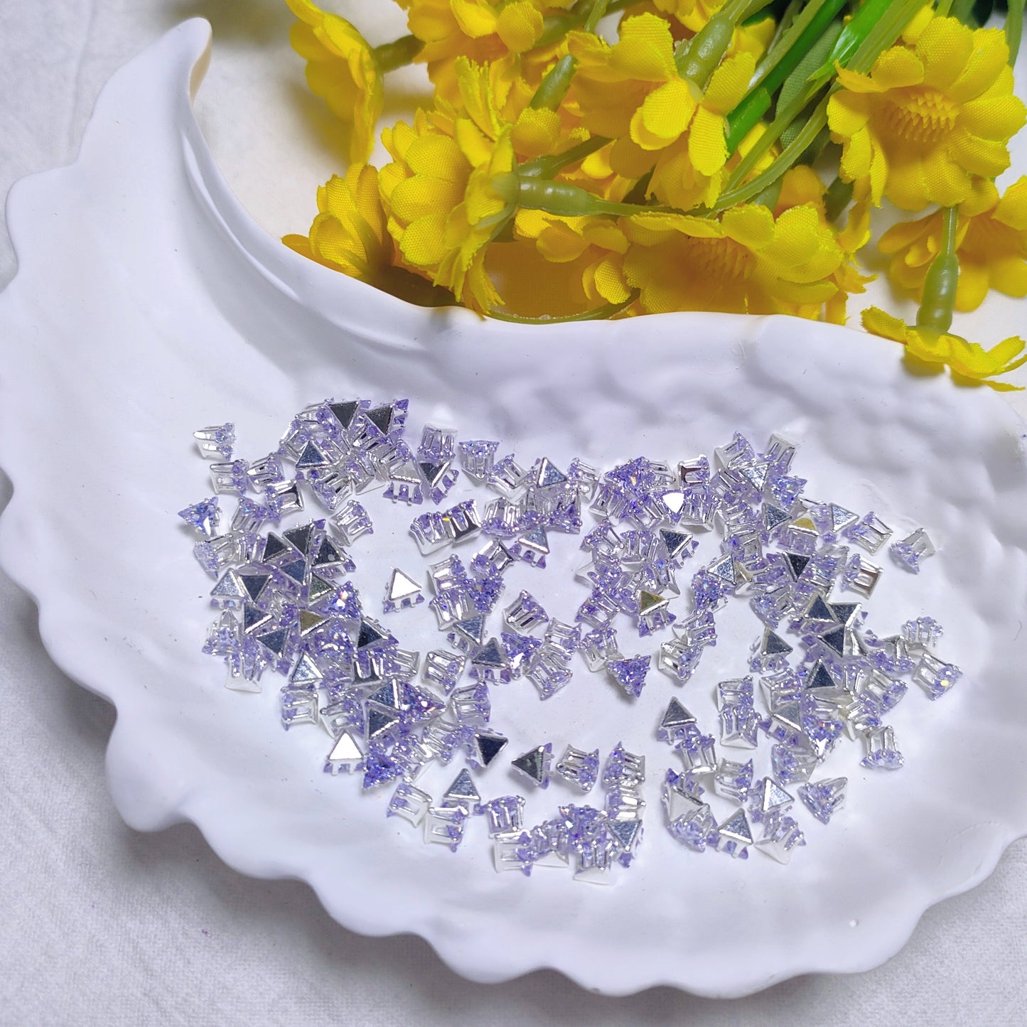 4mm triangle zircon rhinestones with golden and silver base for DIY bracelet & necklace