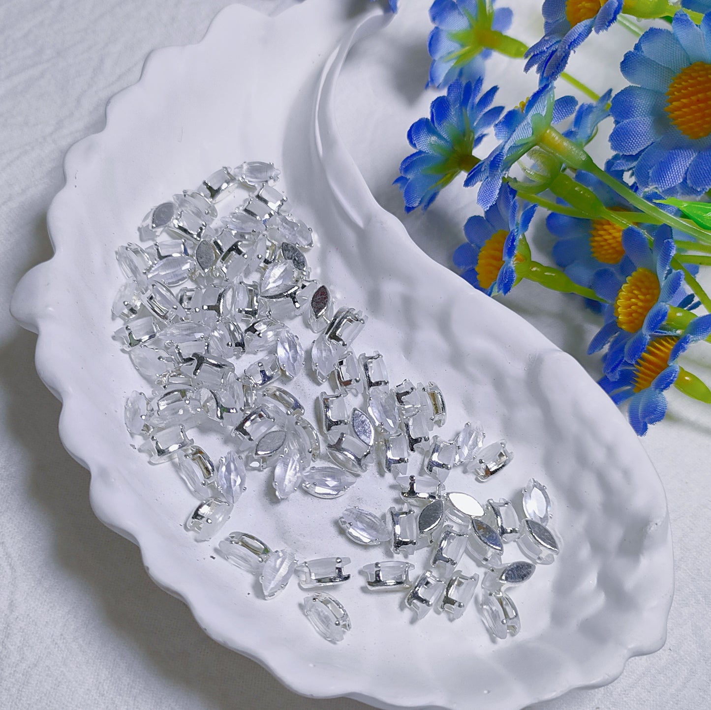 4x8mm horse eye zircon rhinestones with golden and silver base for DIY bracelet & necklace