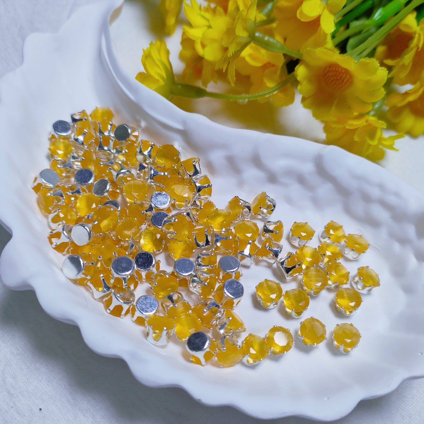 6mm round zircon rhinestones with golden and silver base for DIY bracelet & necklace