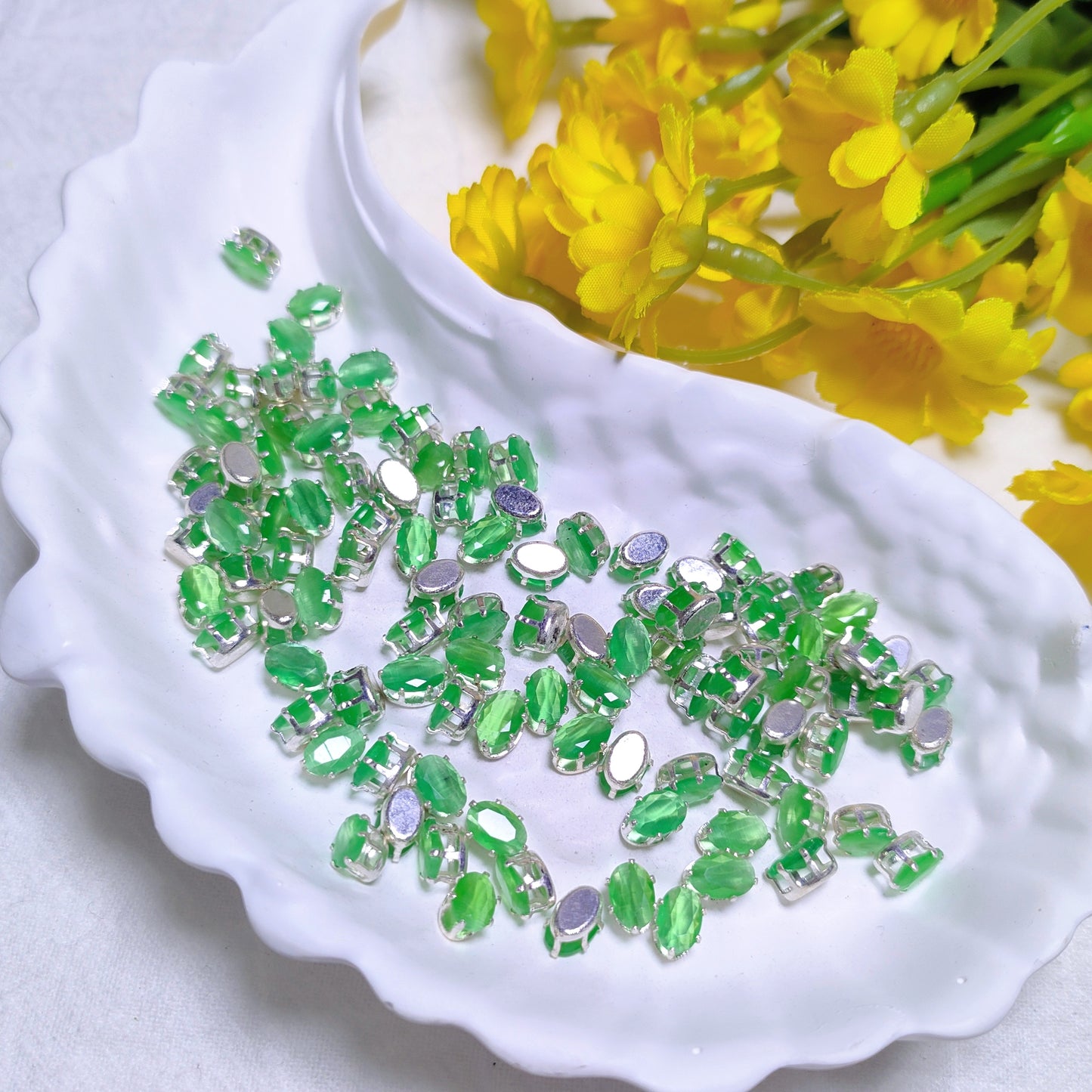 4x6mm oval zircon rhinestones with golden and silver base for DIY bracelet & necklace