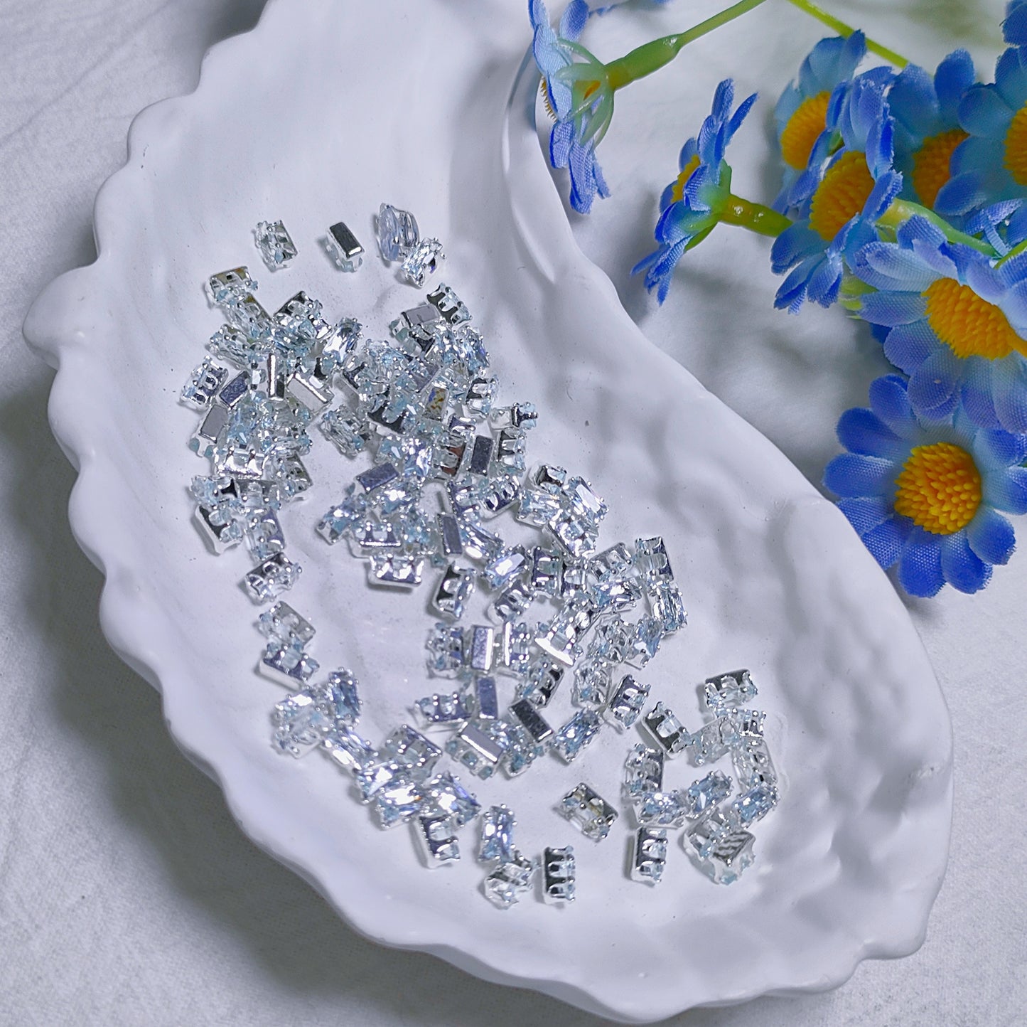 2.5x5mm rectangle zircon rhinestones with golden and silver base for DIY bracelet & necklace