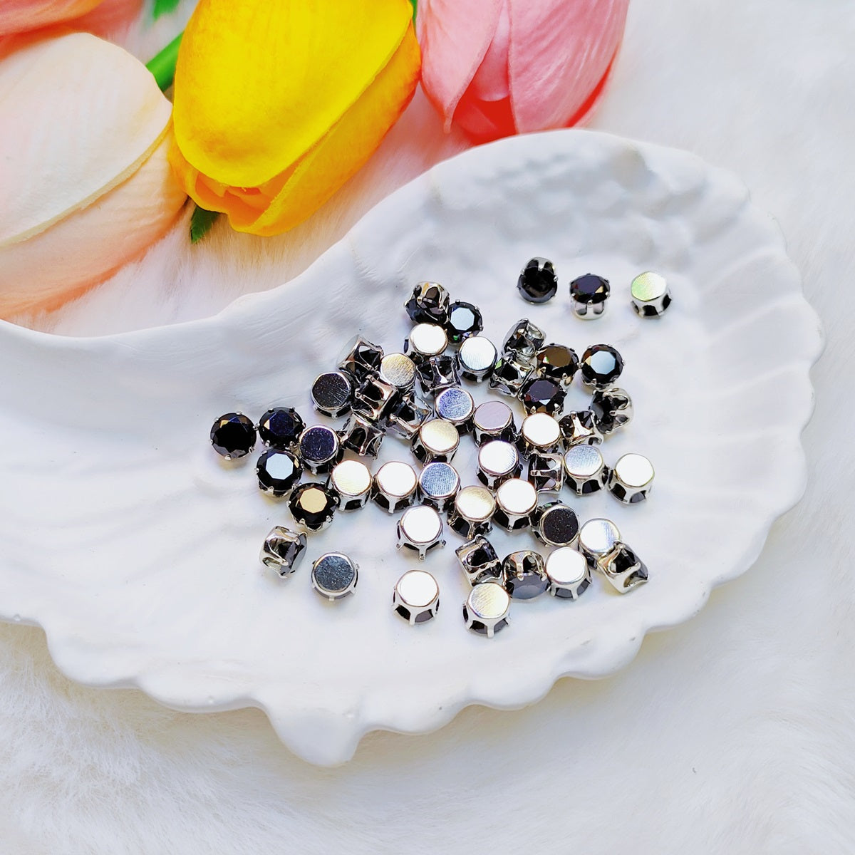 3mm round zircon rhinestones with golden and silver base for DIY bracelet & necklace