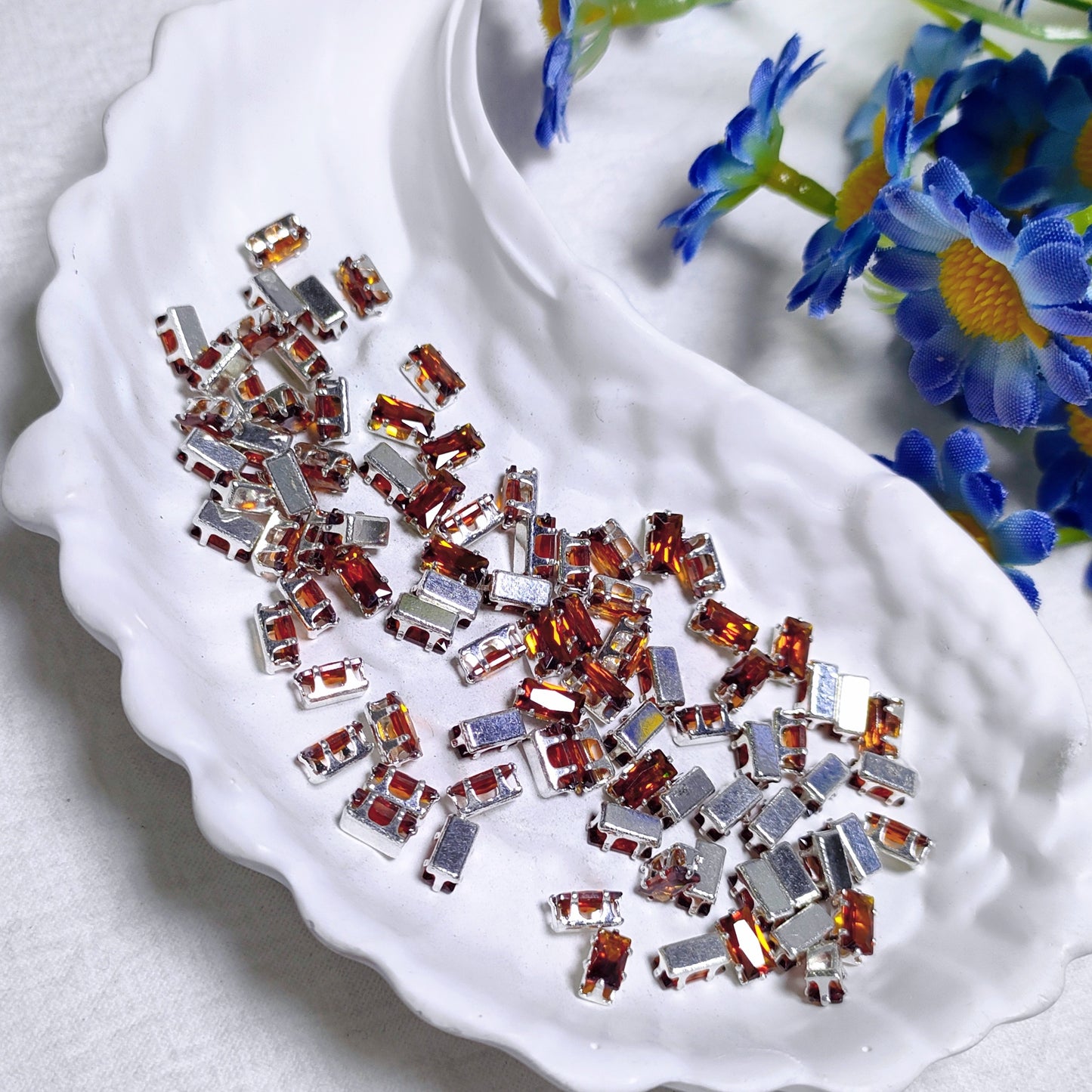 3x6mm rectangle zircon rhinestones with silver base for DIY bracelet & necklace