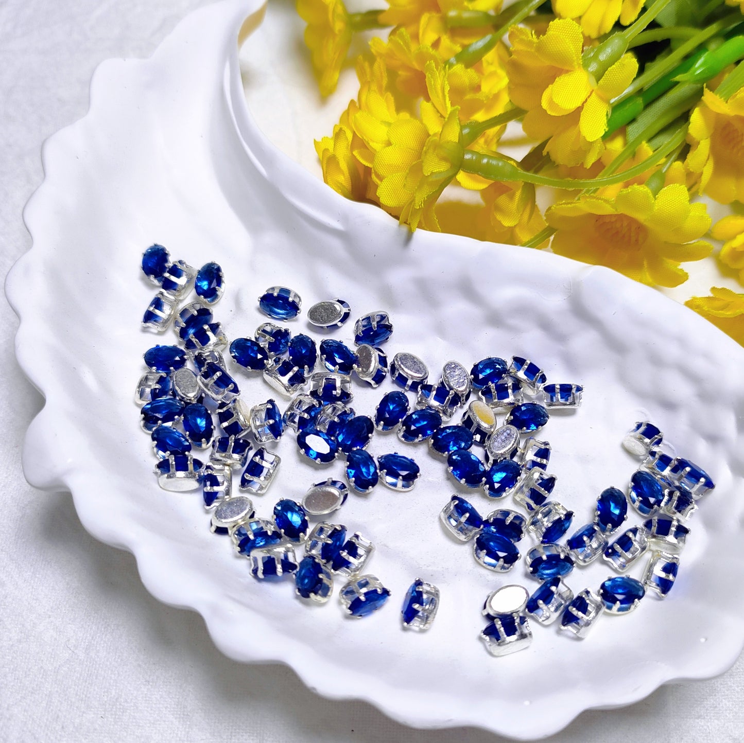 4x6mm oval zircon rhinestones with golden and silver base for DIY bracelet & necklace
