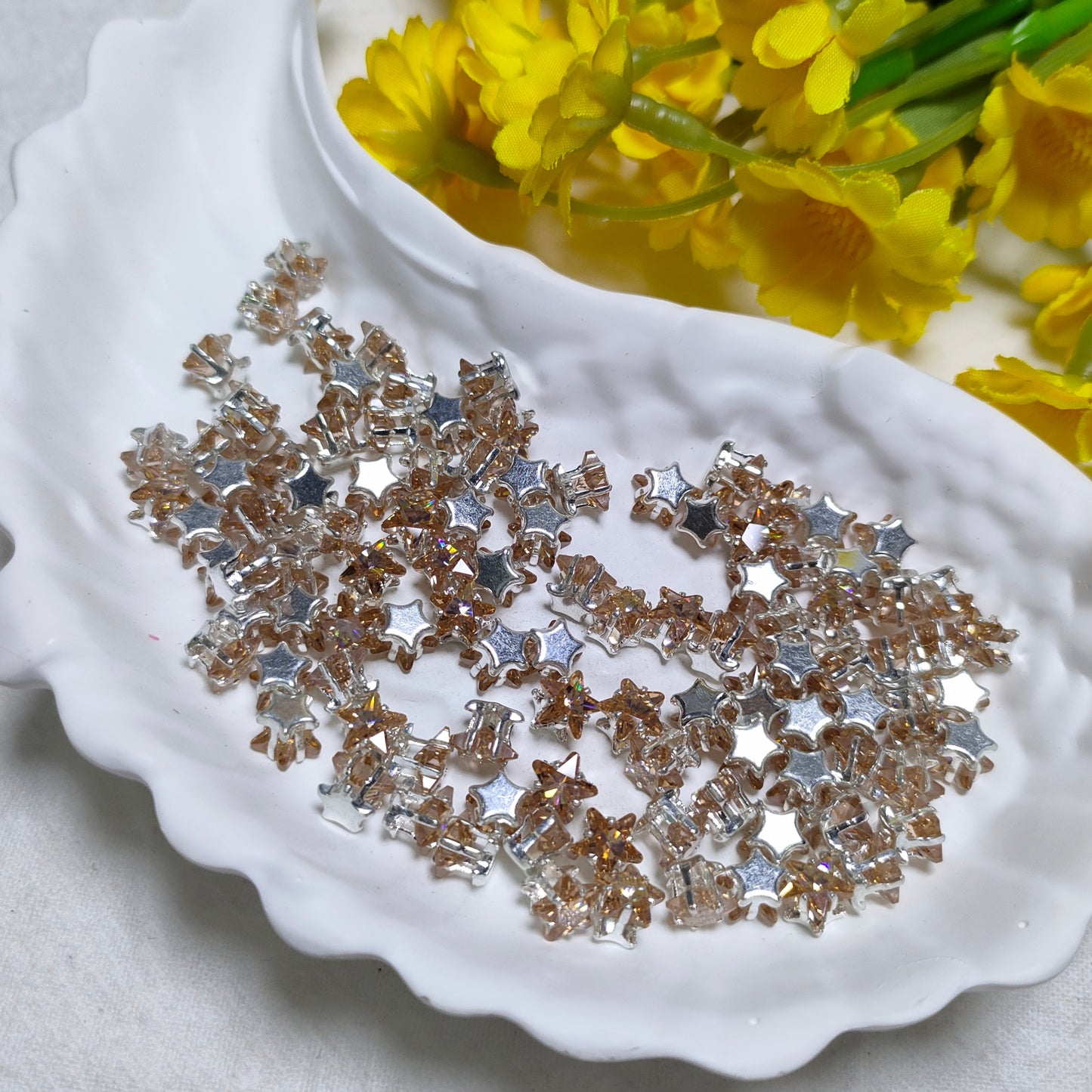 6mm star zircon rhinestones with golden and silver base for DIY bracelet & necklace