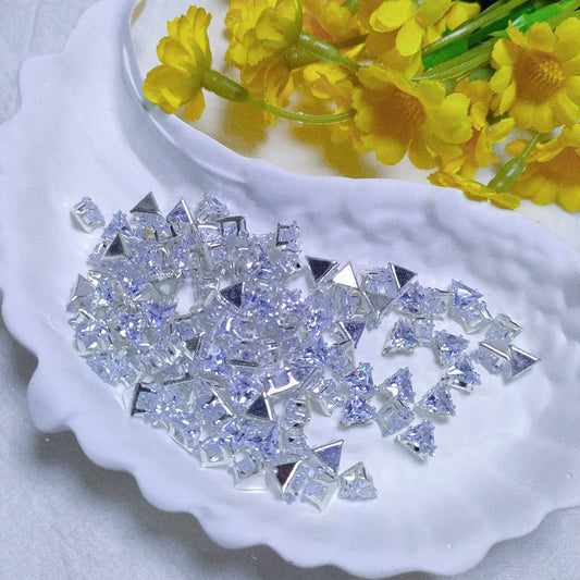 4mm triangle zircon rhinestones with golden and silver base for DIY bracelet & necklace