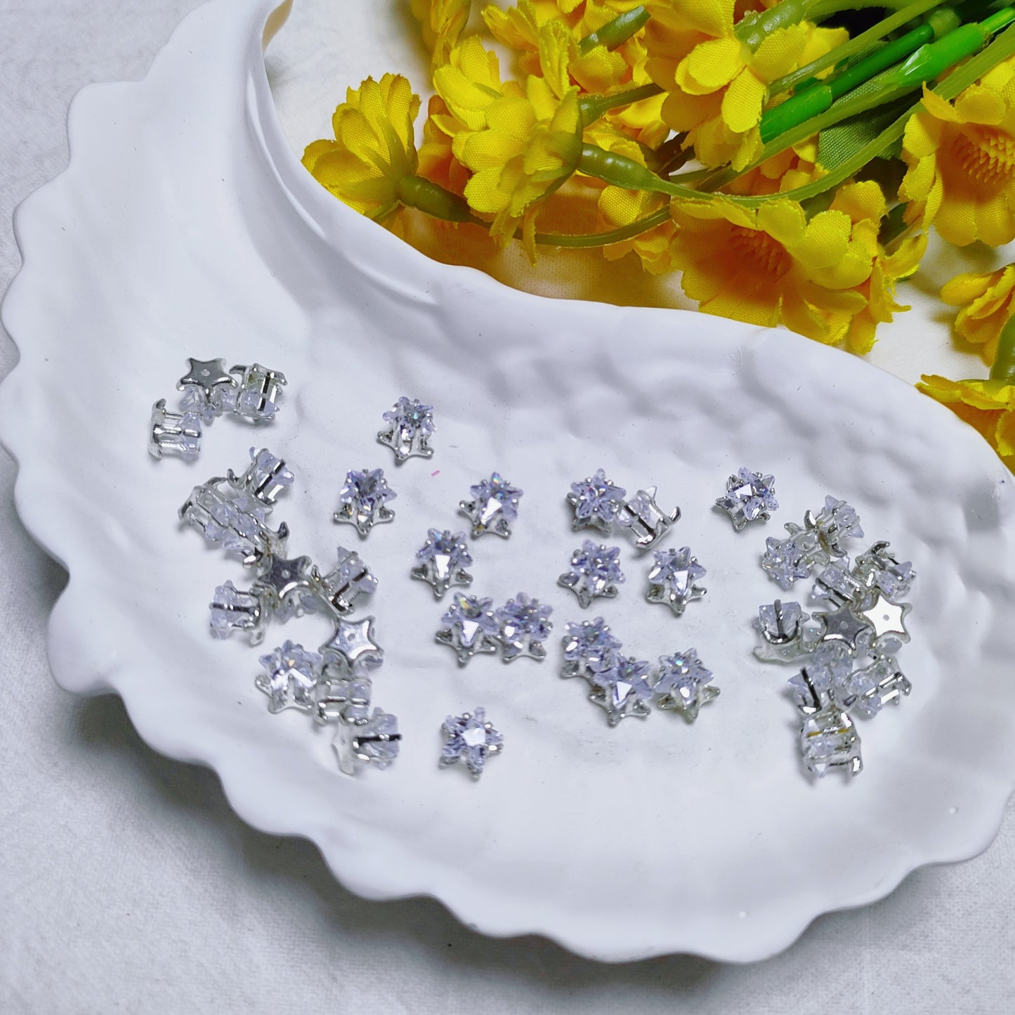 6mm star zircon rhinestones with golden and silver base for DIY bracelet & necklace