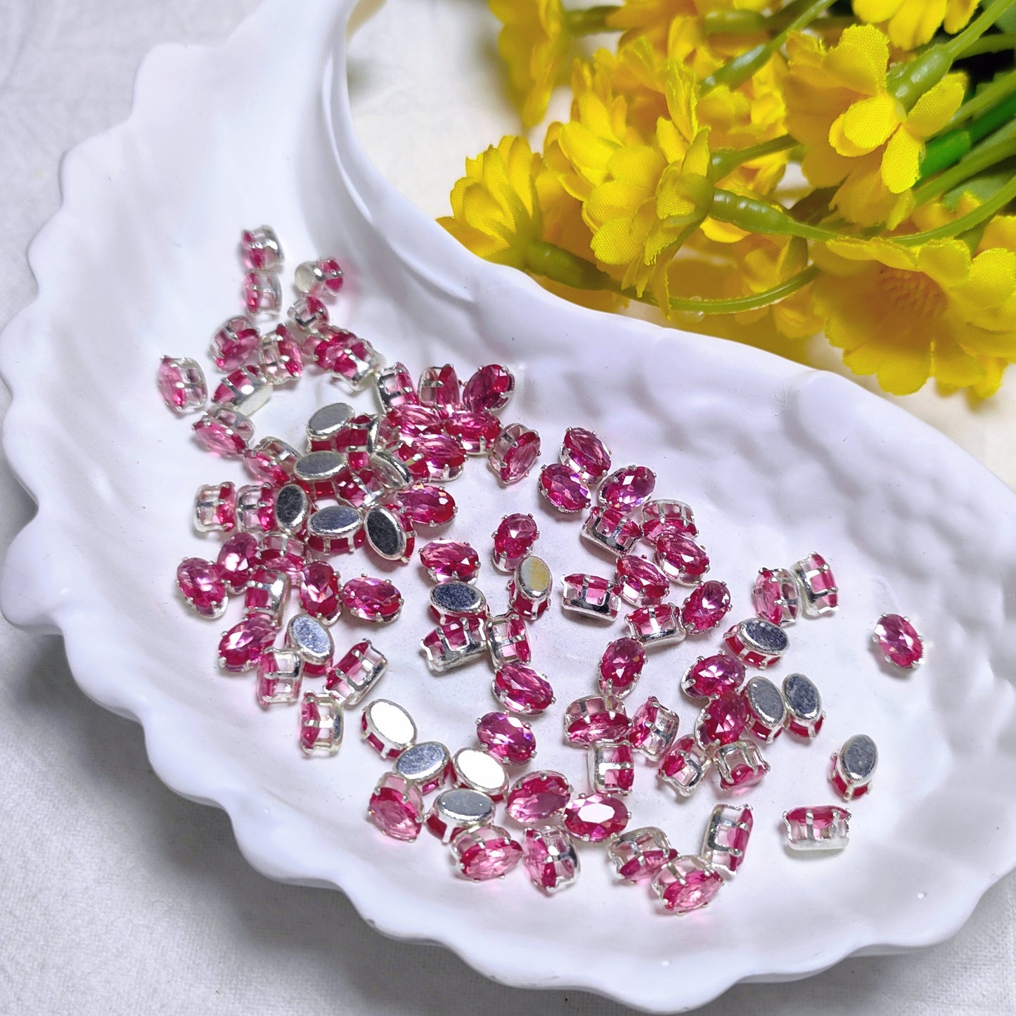 4x6mm oval zircon rhinestones with golden and silver base for DIY bracelet & necklace