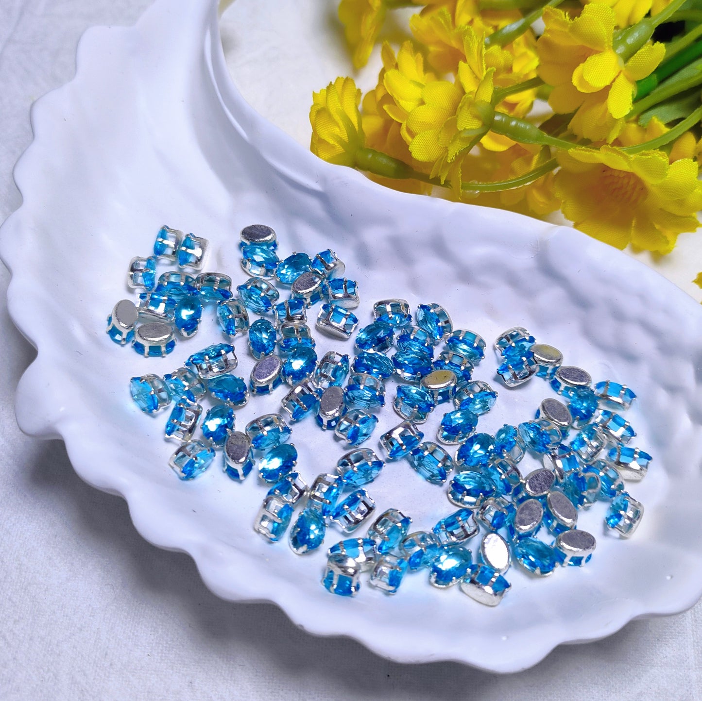 4x6mm oval zircon rhinestones with golden and silver base for DIY bracelet & necklace