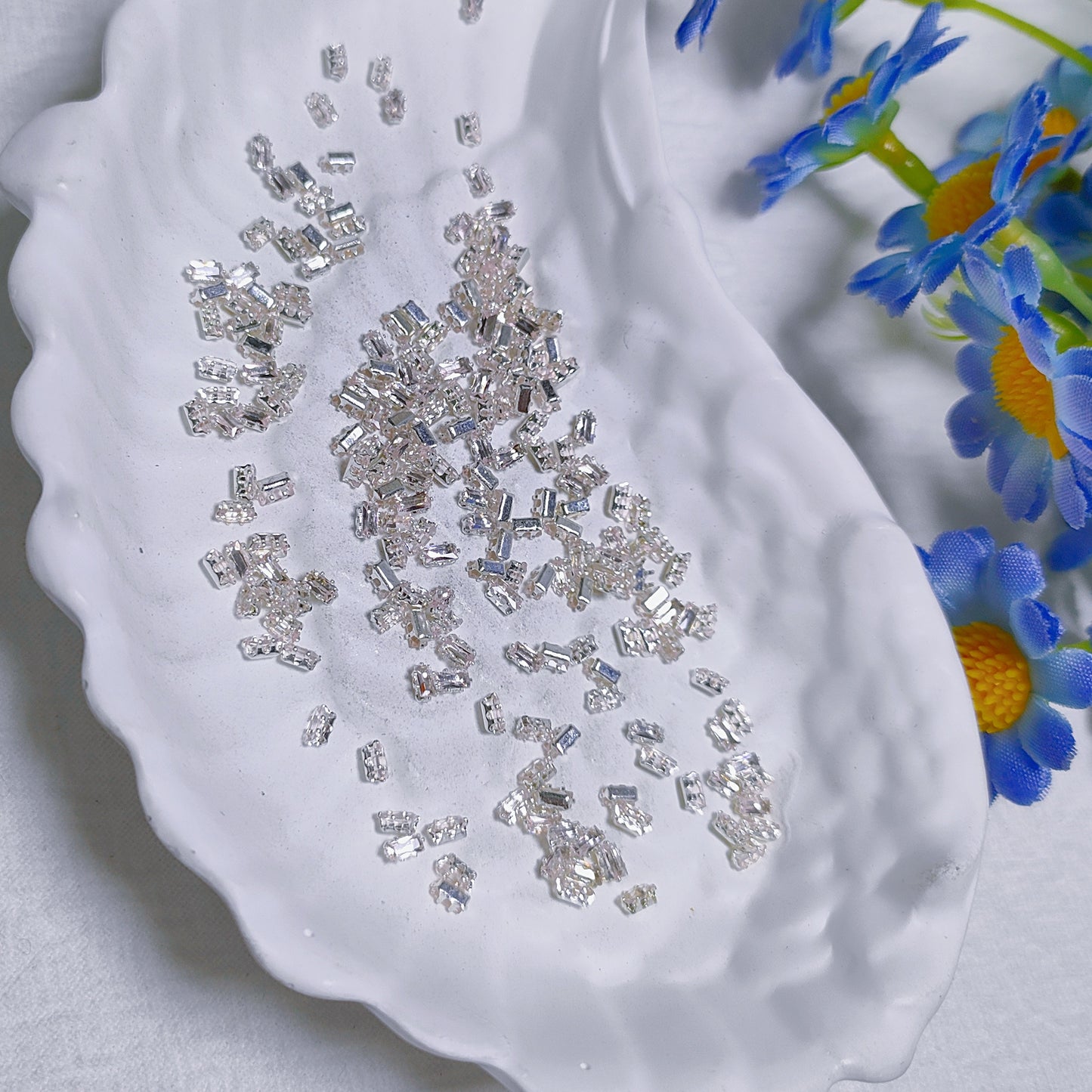 1.5x3mm rectangle zircon rhinestones with silver base for DIY bracelet & necklace