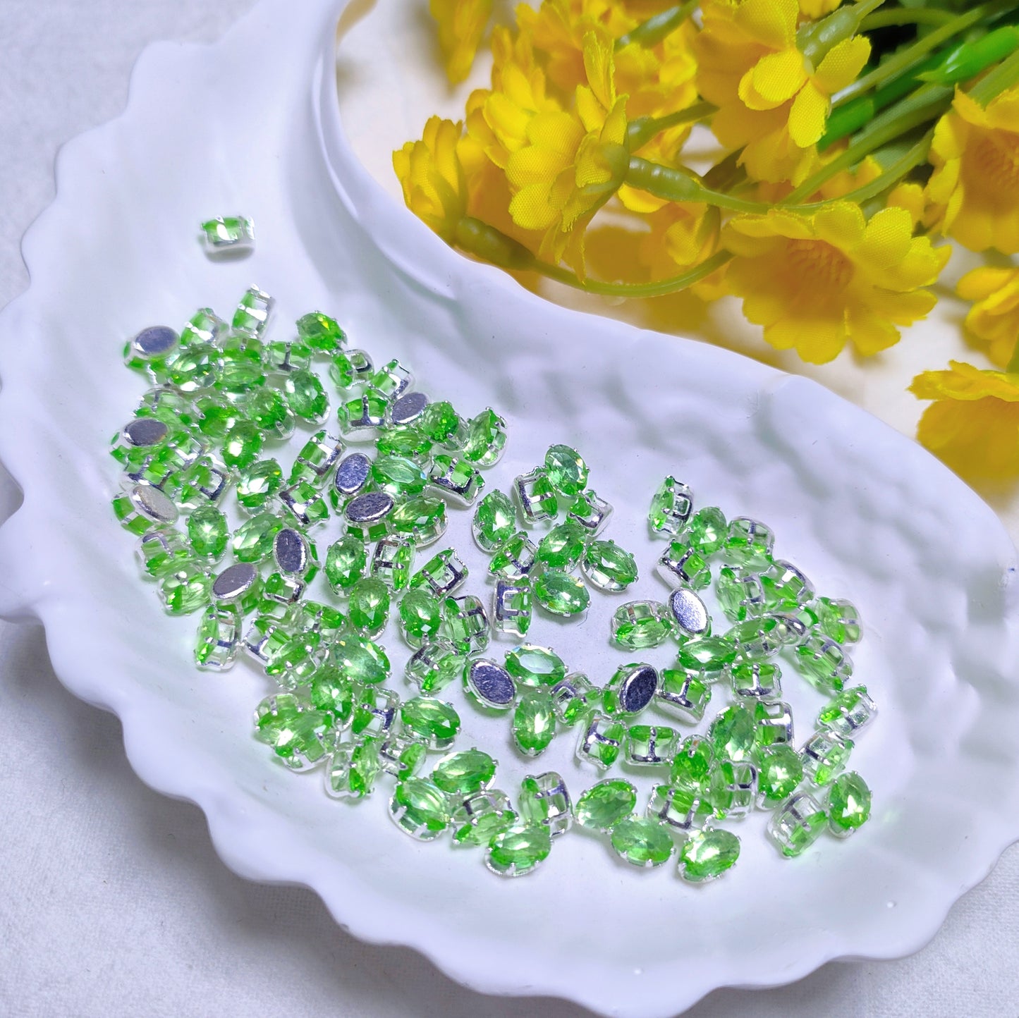 4x6mm oval zircon rhinestones with golden and silver base for DIY bracelet & necklace
