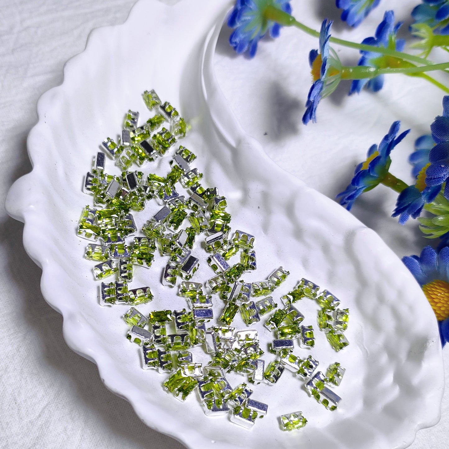 1.5x3mm rectangle zircon rhinestones with silver base for DIY bracelet & necklace